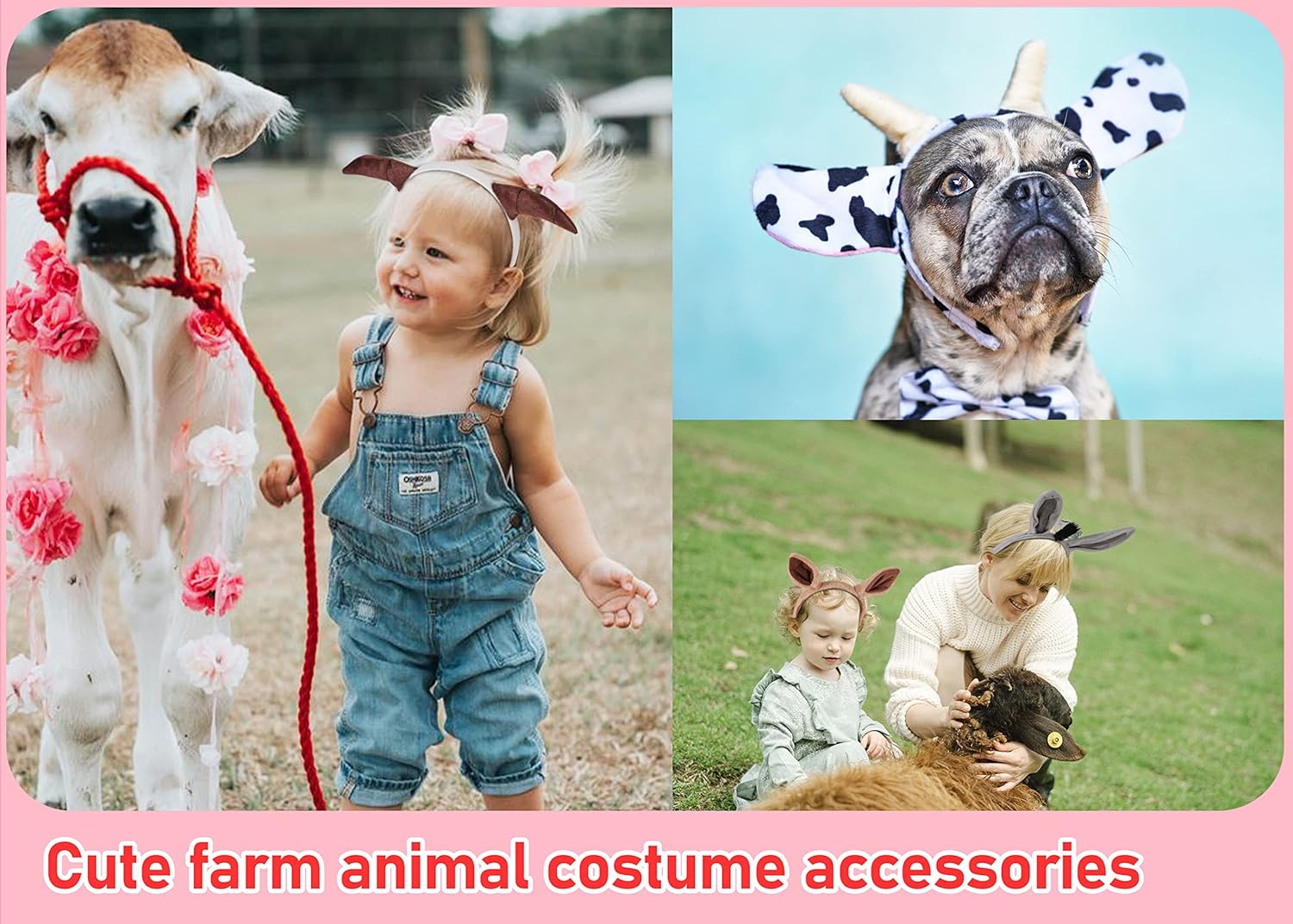 12 diademas de orejas de animales de granja a granel para niños y adultos, fiesta de cumpleaños
