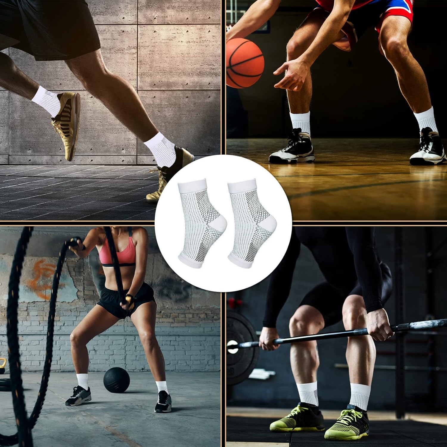6 pares de calcetines de neuropatía para mujeres y hombres, calcetines de compresión de tobillo y tendinitis, para alivio del dolor y fascitis