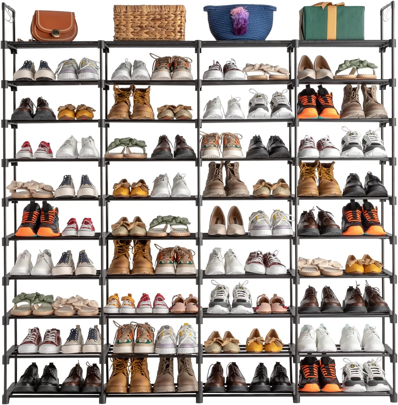 Zapatero de 10 niveles, organizador de almacenamiento para zapatos, organizador de zapatos para entrada, capacidad para 80 pares de zapatos,