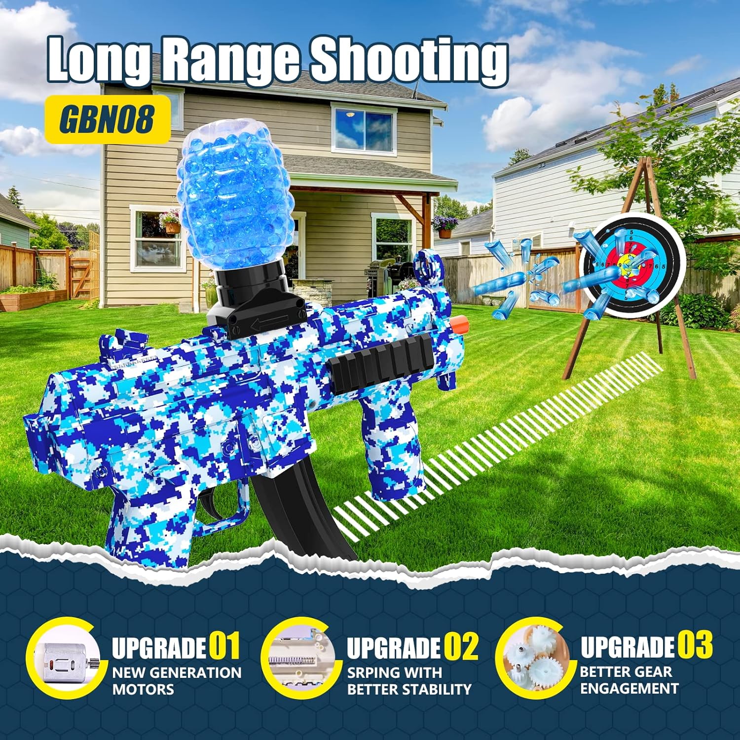 TANSAR Pistola de agua de gel que brilla en la oscuridad, juegos de disparos al aire libre, pistola de agua, para mayores de 14 años, GBN08