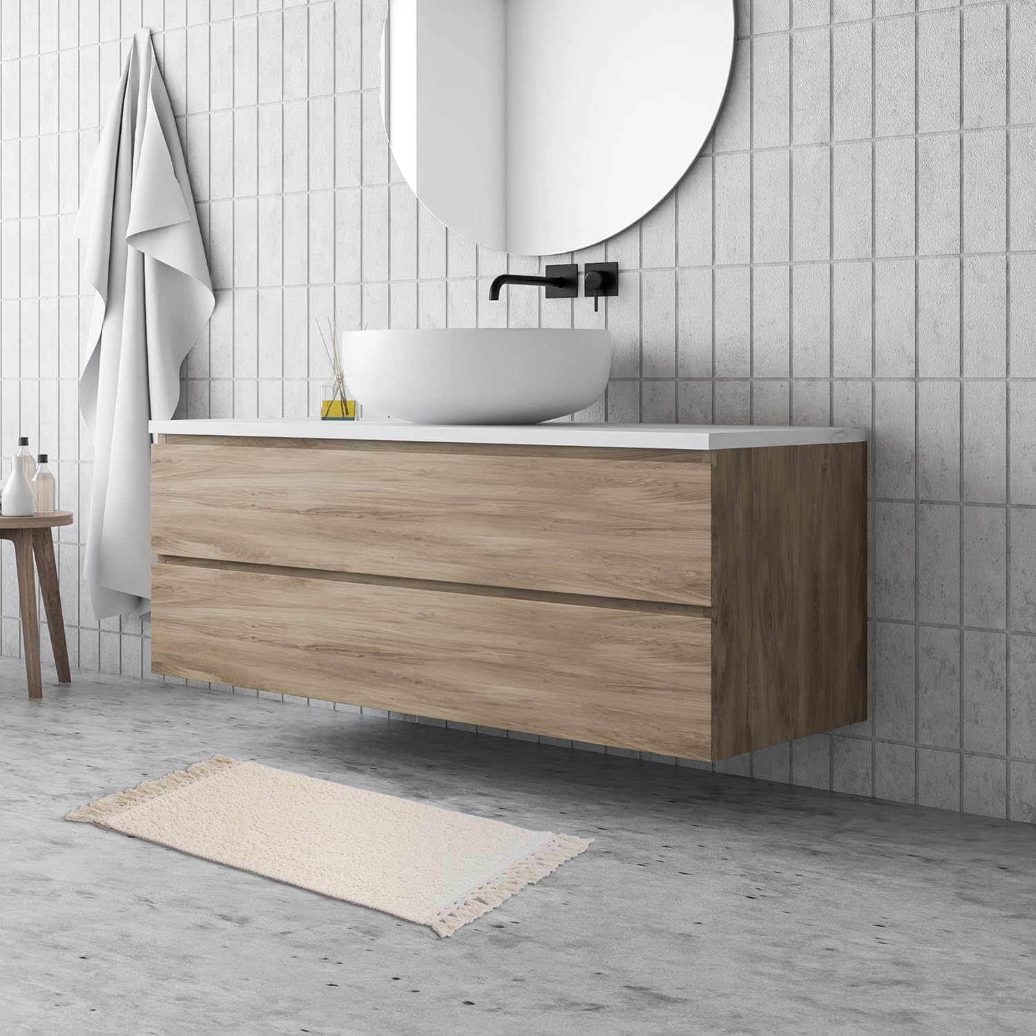 French Connection – Alfombra Nellore de baño con flecos
