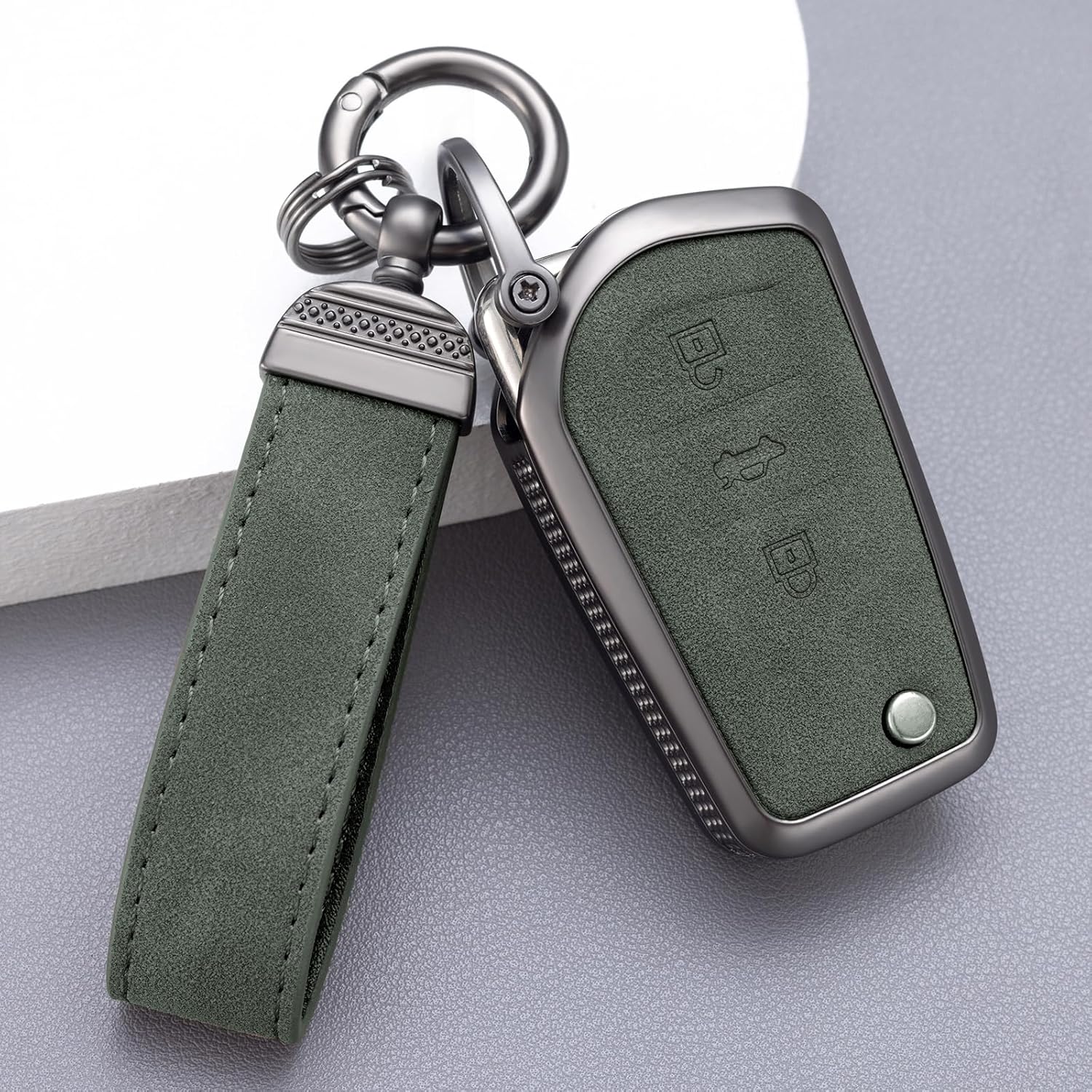 YO&YOYE Compatible con funda de llavero Toyota con llavero de cuero protector para llave inteligente Fortuner Tundra Camry RAV4 Highlander Corolla