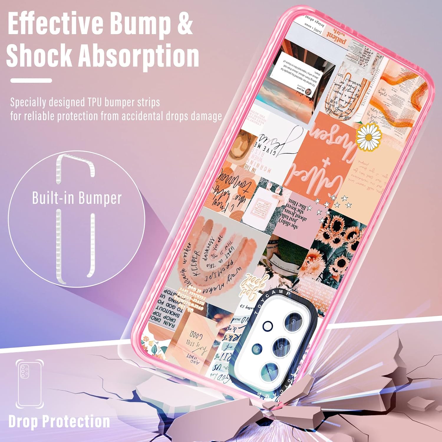 Toycamp Funda para Samsung Galaxy A53 5G 5G para mujer, diseño de collage vintage, para niñas y adolescentes, bonita funda de impresión para Galaxy