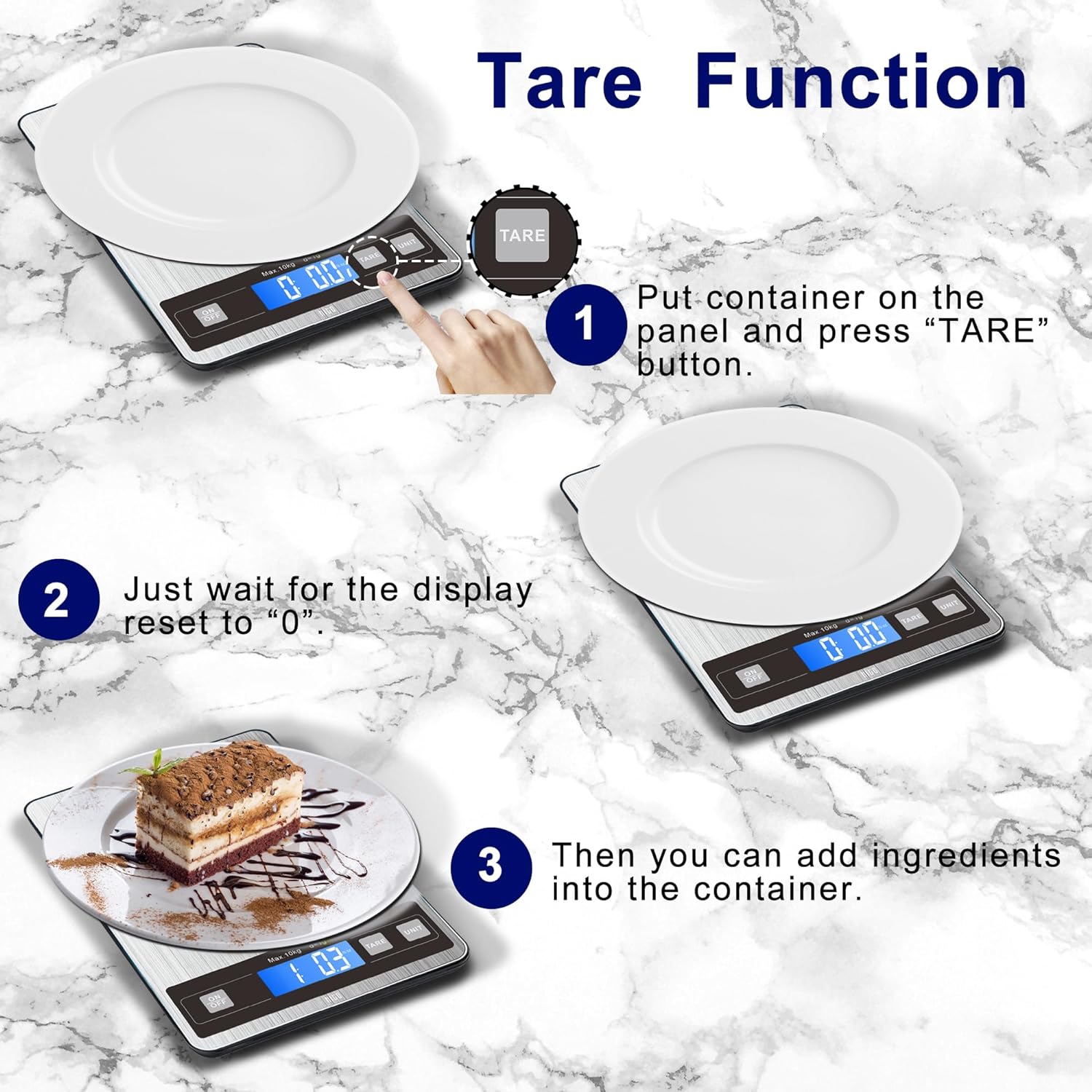 hito Báscula de alimentos, báscula digital de cocina de 33 libras, peso gramos y onzas, impermeable, recargable, para pérdida de peso, cocinar y