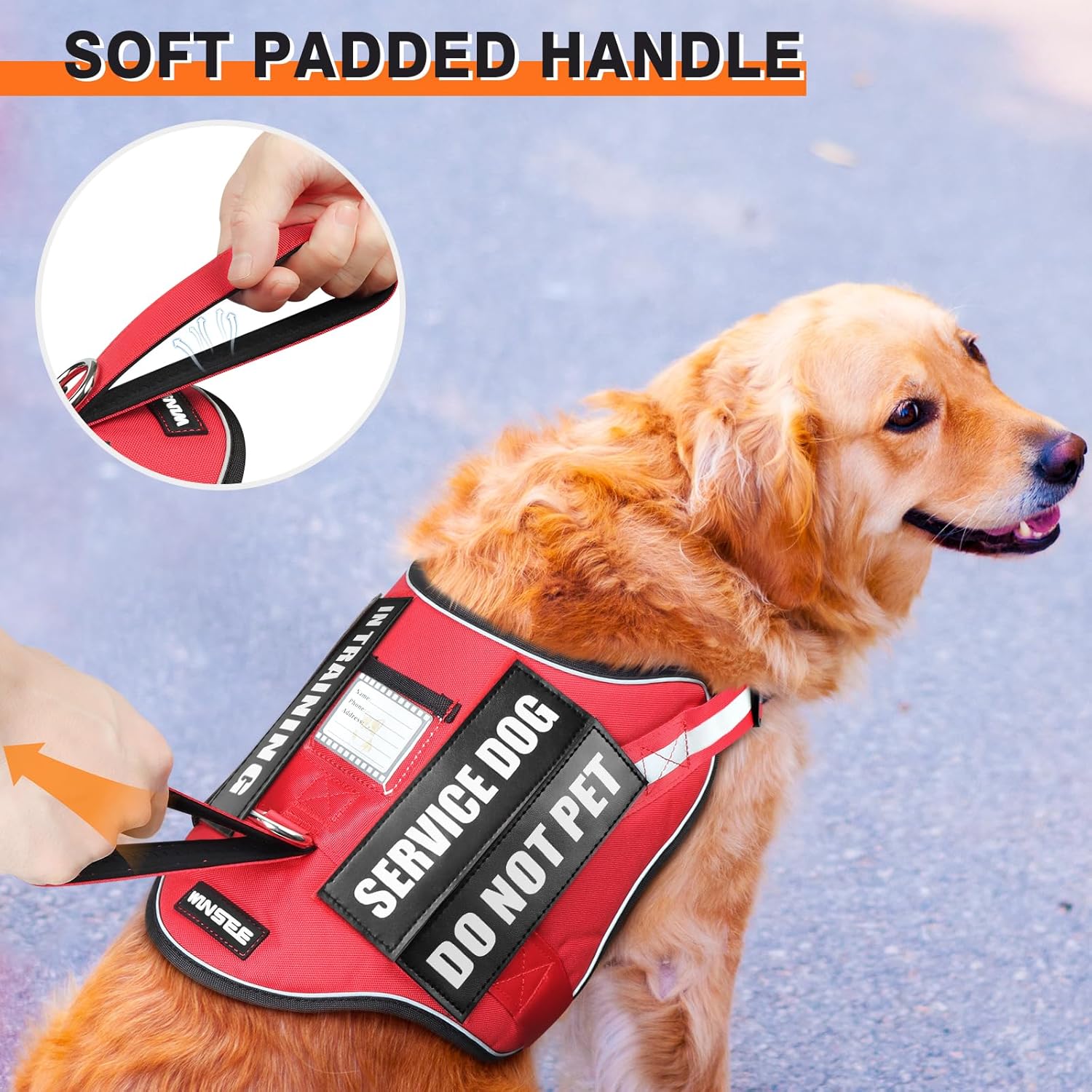 Juego de arnés y correa para perro, chaleco de entrenamiento para perro con 10 parches de velcro, arnés de chaleco de terapia de apoyo emocional