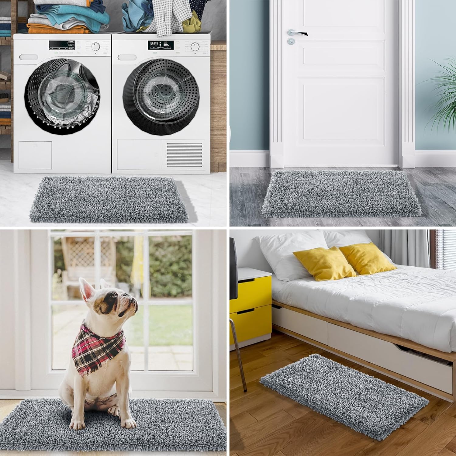 Yimobra Juego de 2 alfombras de baño, lujosas alfombras de baño extragruesas, antideslizantes de felpa para el suelo del baño, lavables a máquina,