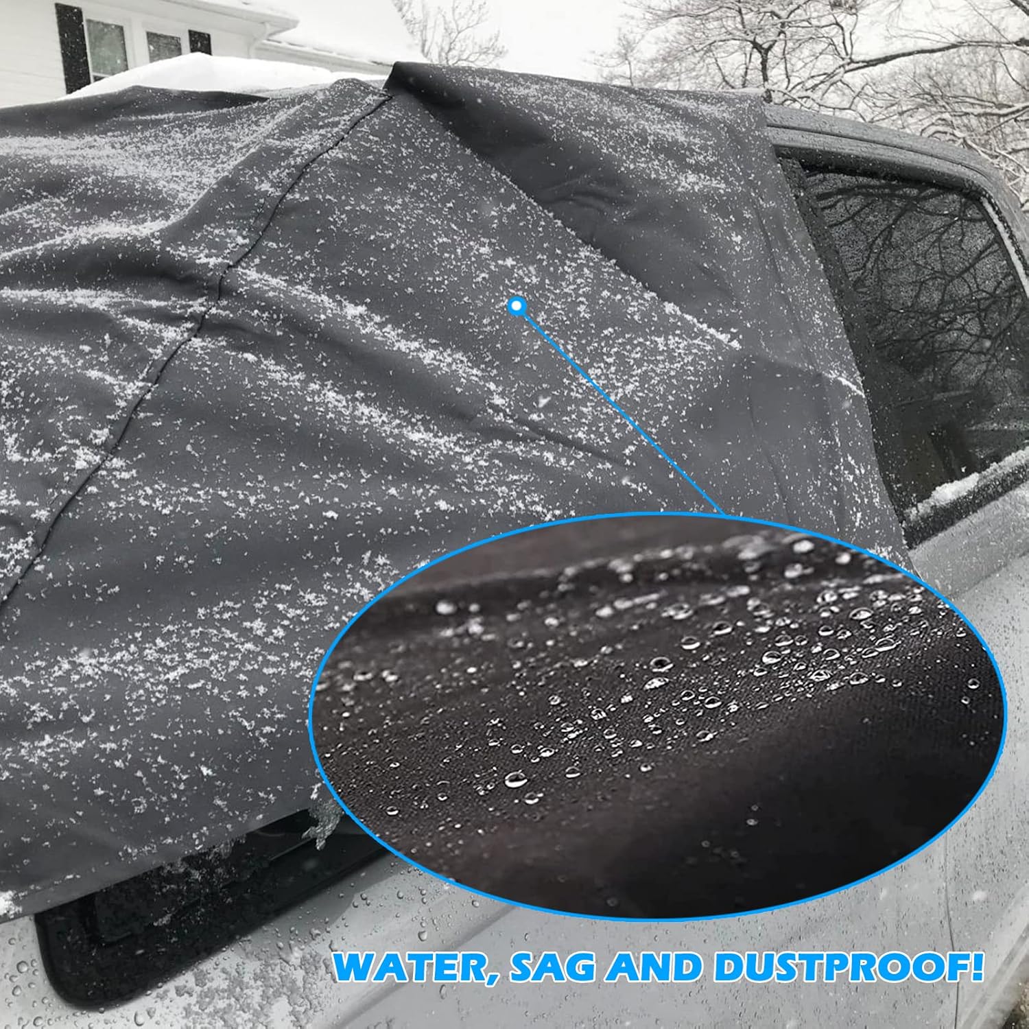 Big Hippo Cubierta de nieve para parabrisas, extra grande 600D para hielo y nieve, protector de parabrisas grueso impermeable para camioneta,