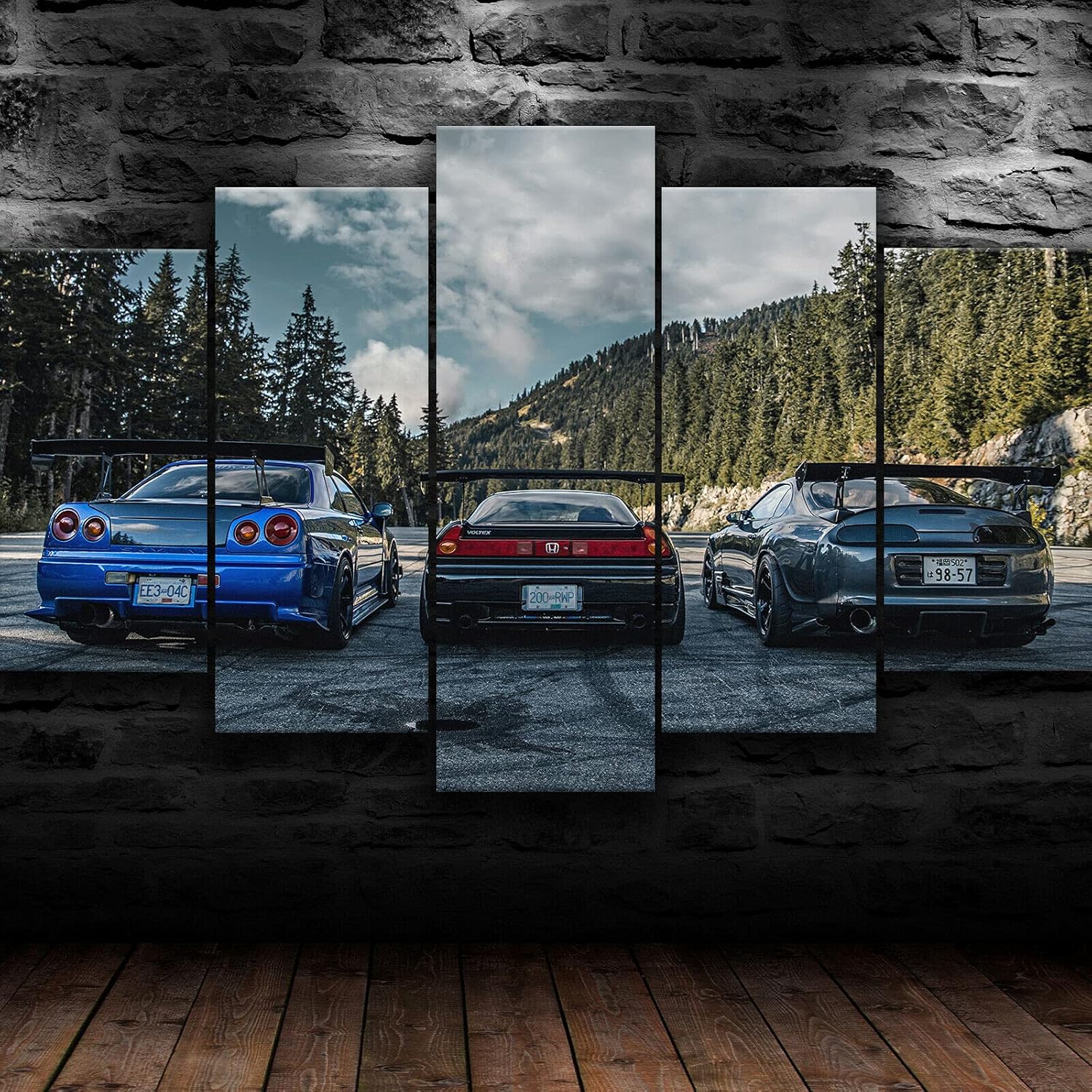 Qasrhibao Nissan Skyline Supra NSX JDM – Lienzo decorativo para pared, diseño de automóvil de carreras, póster de impresión HD, 5 cuadros enmarcados