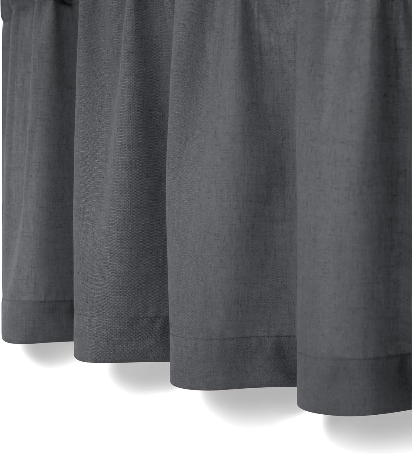Pitalk Cenefa gris oscuro para ventana de 18 pulgadas de largo, cenefa de cocina de lino transparente de algodón para baño, cenefa para sala de