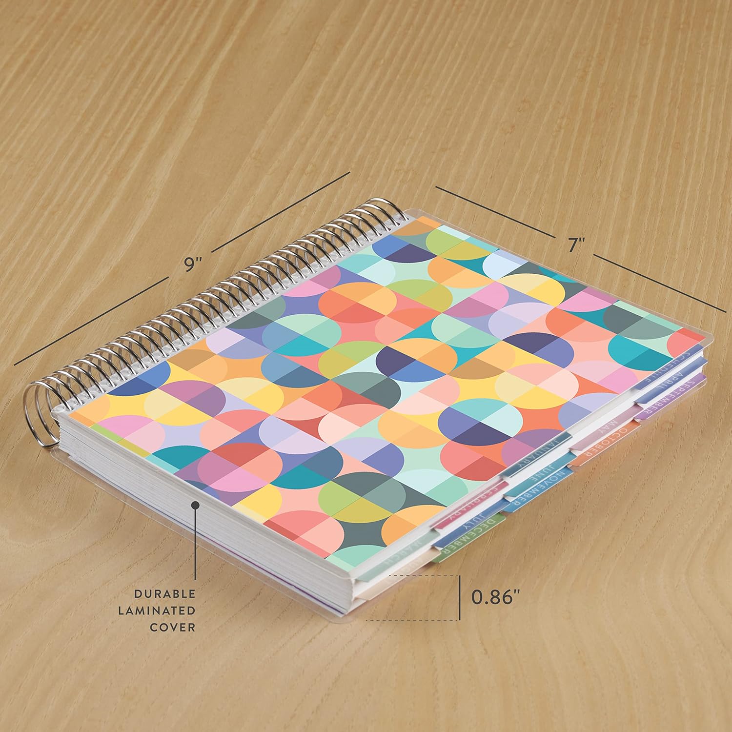 Erin Condren Agenda académica en espiral de 7 x 9 (agosto de 2024 a julio de 2025)  cubierta de círculos abstractos, tema de lienzo, bobina de
