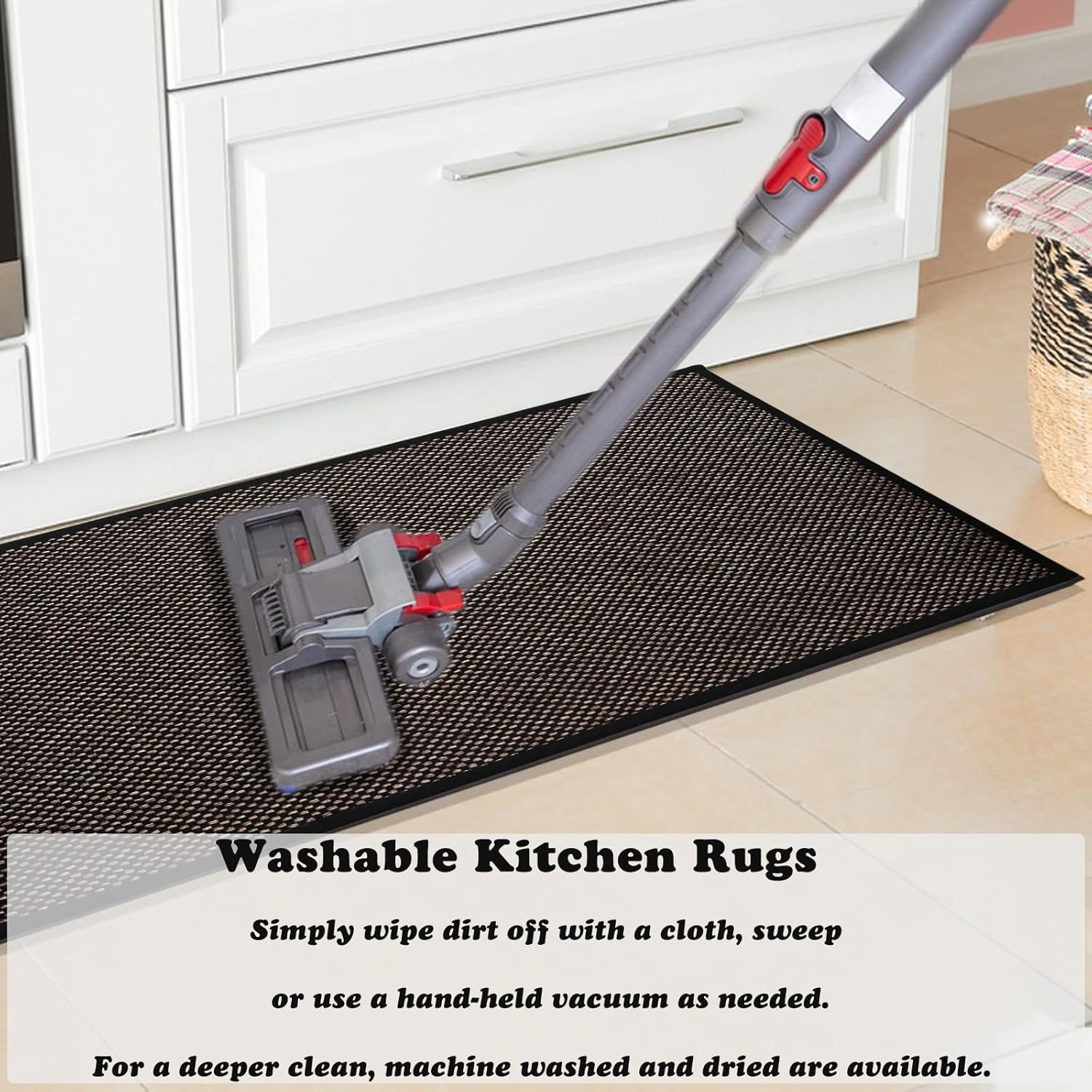 Yancorp Alfombras de cocina de 2 piezas, alfombras de yute lavables, antideslizantes, absorbentes, acolchadas, antifatiga para cocina, hogar,