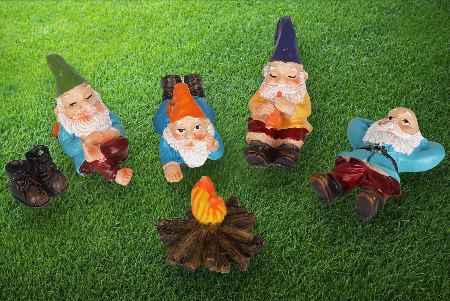 Mini gnomos de jardín, 6 piezas de gnomos de campamento para exteriores, esculturas y estatuas de jardín enano para interiores y exteriores, patio,