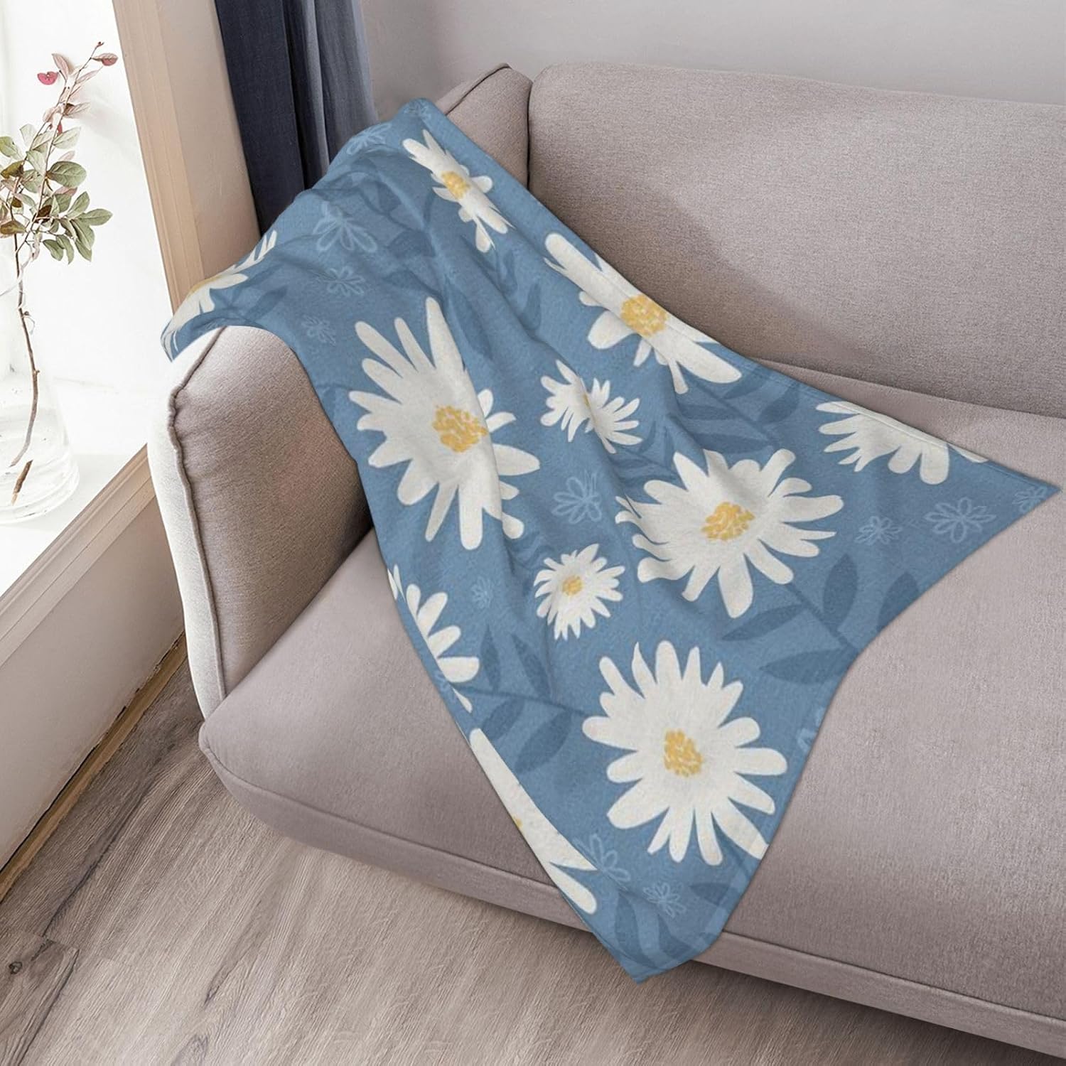 AFHYZY Manta de margaritas para mujer, suave manta de forro polar de verano, lavable, manta ligera de viaje para sofá, cama, sillón durante todas