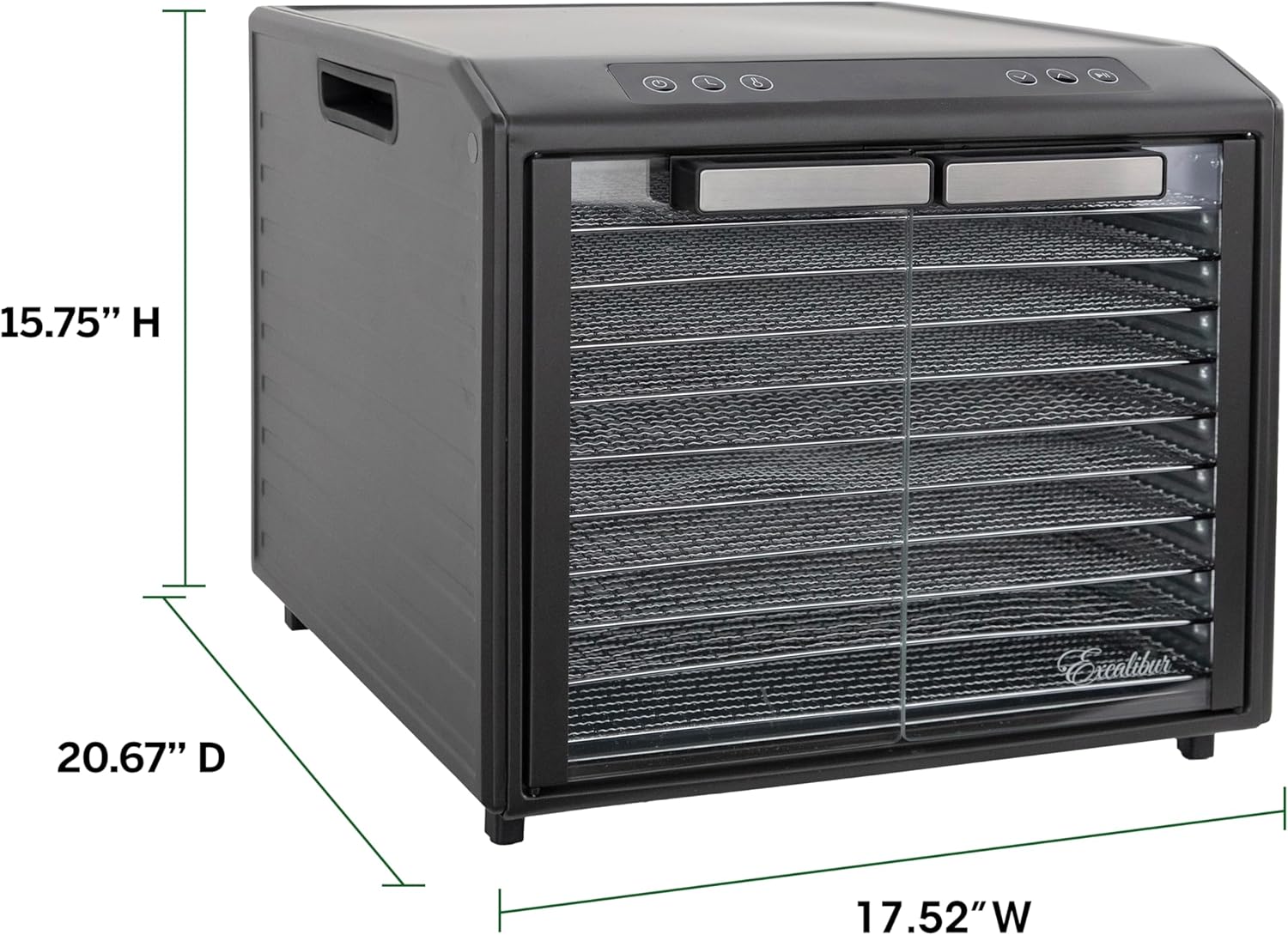 Excalibur Deshidratador eléctrico de alimentos Select Series 10 bandejas con control de temperatura ajustable, incluye bandejas de secado cromadas,