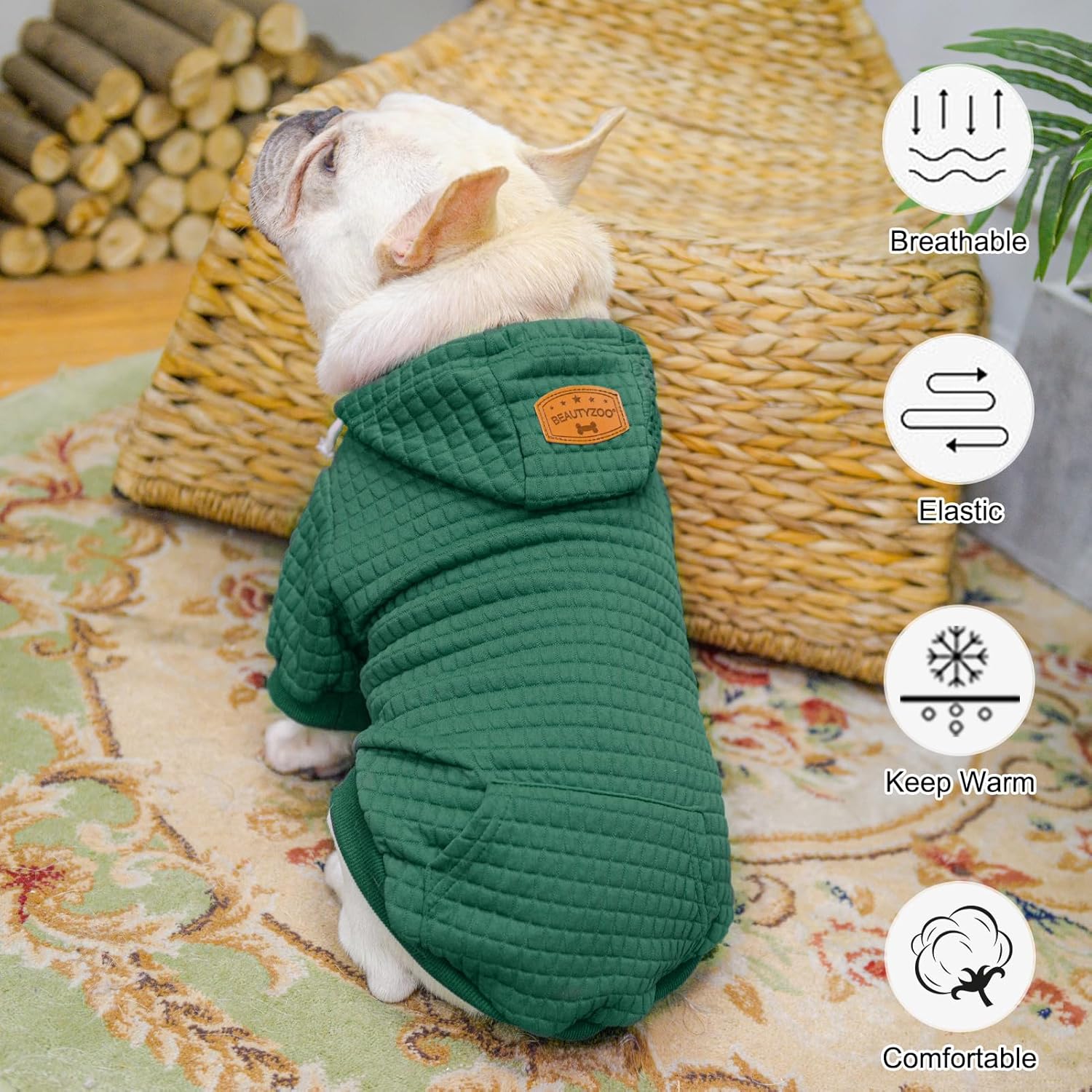 BEAUTYZOO Sudadera con capucha para perros pequeños, medianos y grandes, ropa cálida para perros de invierno y otoño, ropa cálida para cachorros,