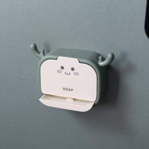 PAKROMAN Soporte para jabonera, 1 paquete de bonito soporte para jabón con drenaje, caja de jabón montada en la pared para ducha, baño, bañera, PAKROMAN Soporte para jabonera, 1 paquete de bonito soporte para jabón con drenaje, caja de jabón montada en la pared para ducha, baño, bañera,