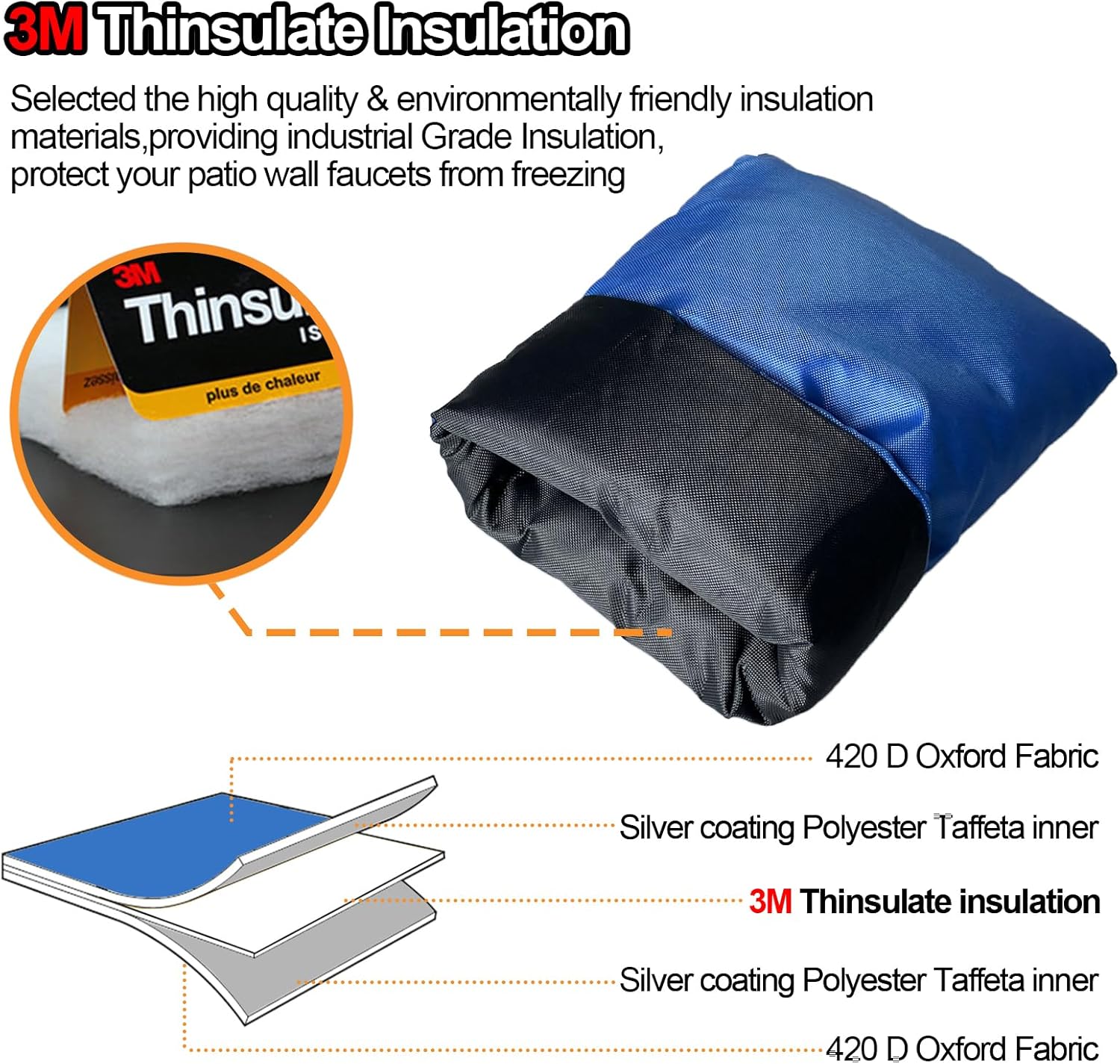 Enlarge – Cubierta de grifo para exteriores para protección contra la congelación en invierno, 3M Thinsulate, 10 pulgadas de alto x 6.3 pulgadas de