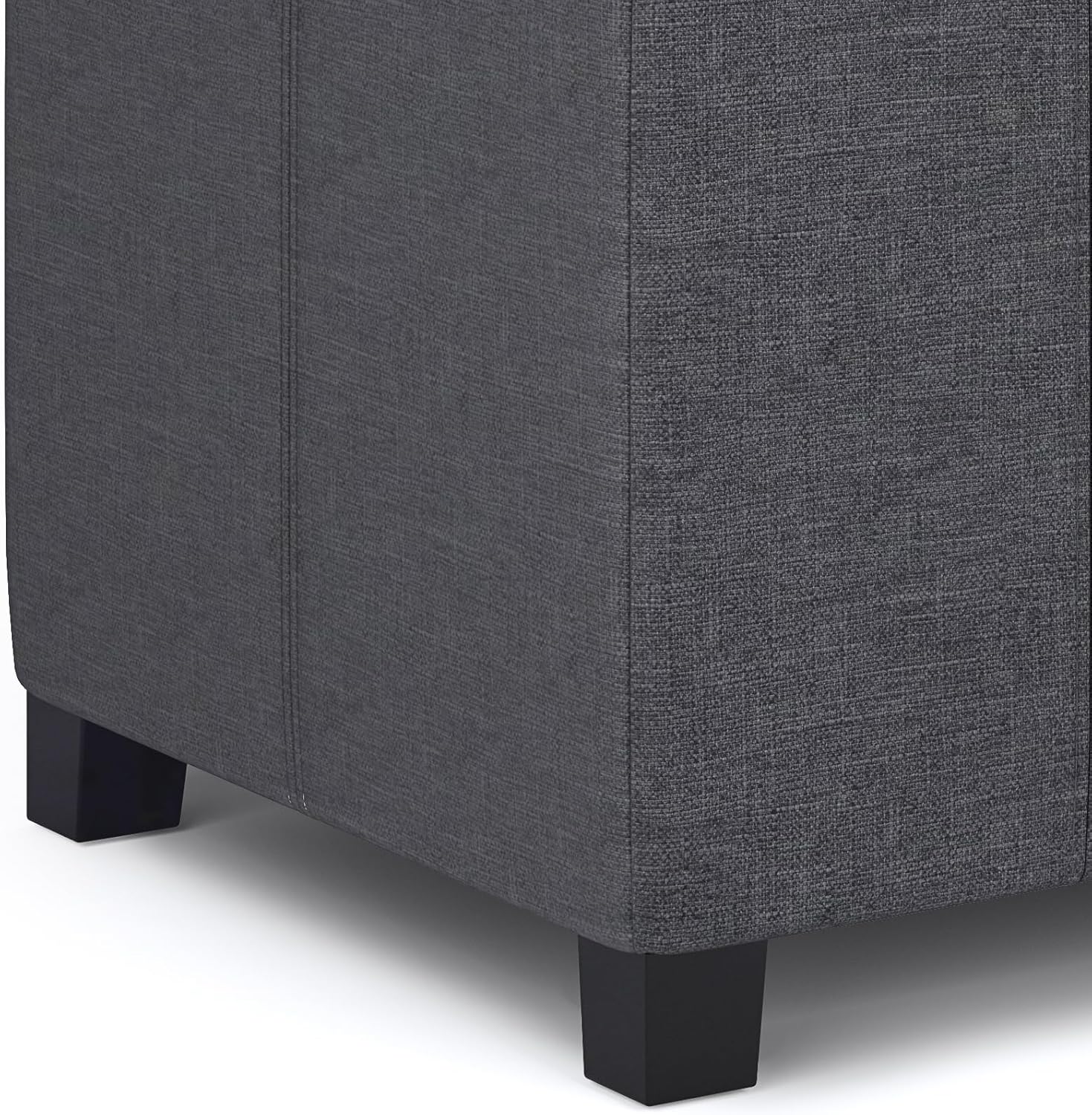 SIMPLIHOME Dover – Banco otomano rectangular de 36 pulgadas de ancho con parte superior elevadora en tela de aspecto de lino gris pizarra, taburete