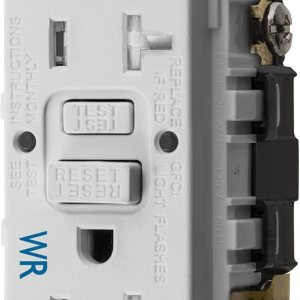 Bryant Electric GFTWRST20W Receptáculo GFCI dúplex duplex de 20 amperios y 125 V, para uso comercialresidencial, resistente a manipulaciones y a la Bryant Electric GFTWRST20W Receptáculo GFCI dúplex duplex de 20 amperios y 125 V, para uso comercialresidencial, resistente a manipulaciones y a la
