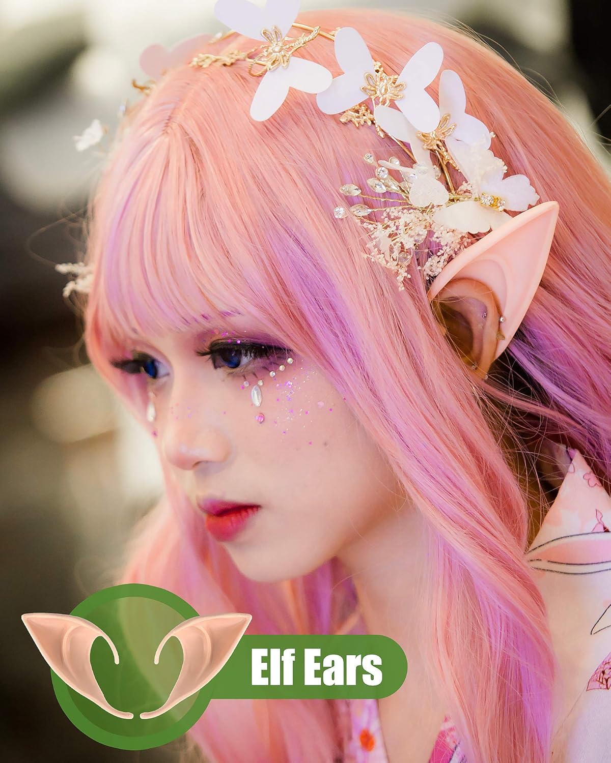 CEDAR BRIGHT Orejas de elfo Pixie de hadas para cosplay, disfraz de fiesta, accesorios de mascarada para Halloween, Navidad (2 pares)