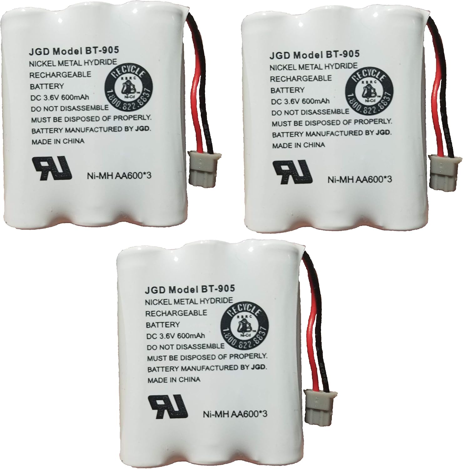JGD BT-905 BT-800 BBTY0663001 – Batería compatible con Uniden BT905 BT800 BT-1006 BP-905 BBTY-0444001 BBTY-0449001 Panasonic P-P501 P-P508 AT&T 2001