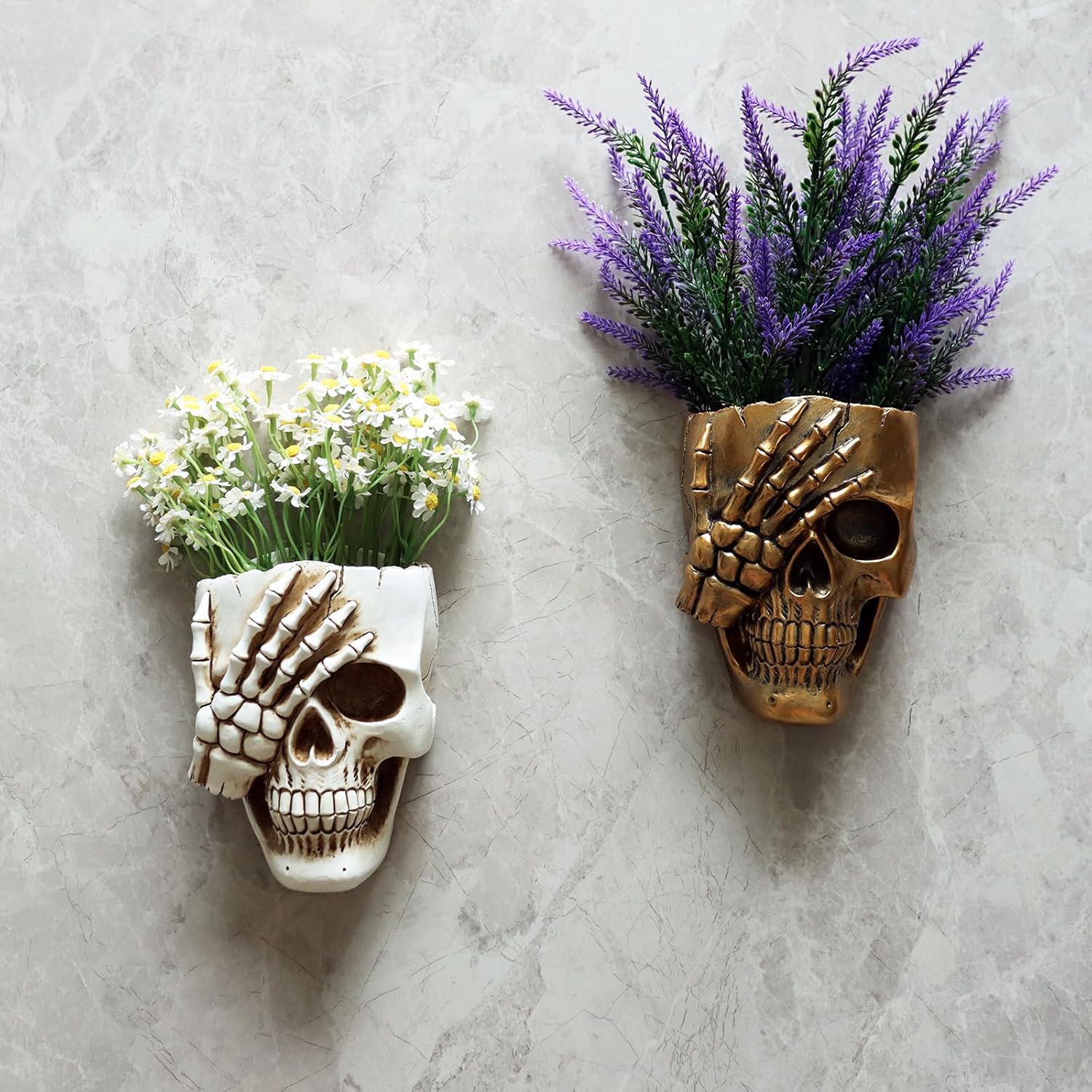 Maceta de valla de calavera para plantas al aire libre, macetas de pared espeluznantes para decoración de interiores y exteriores, divertida maceta