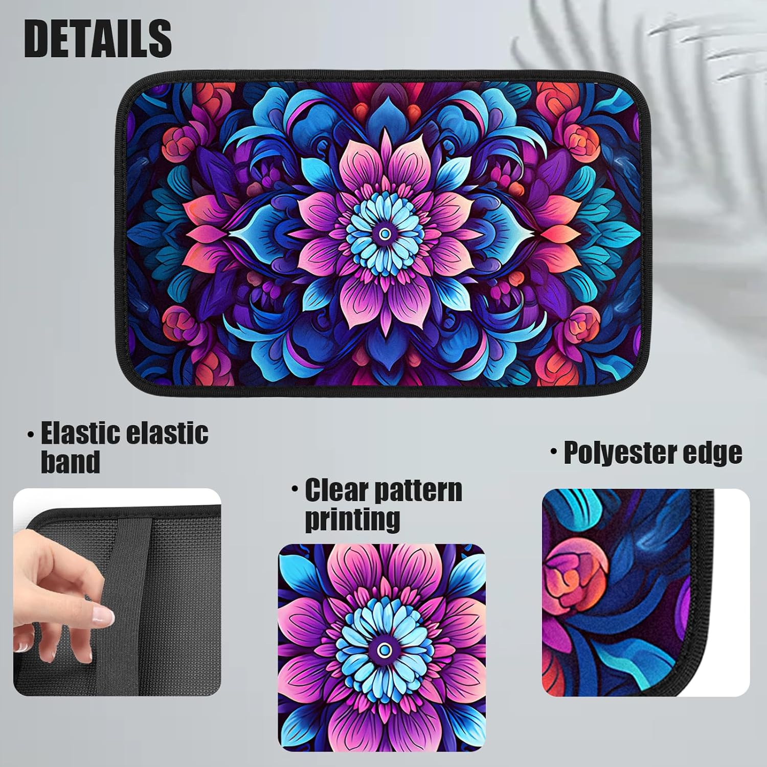 xbrtaia Funda para reposabrazos de consola central, reposabrazos de mandala, 7.5 x 12.6 pulgadas, bonita almohadilla de caja de reposabrazos