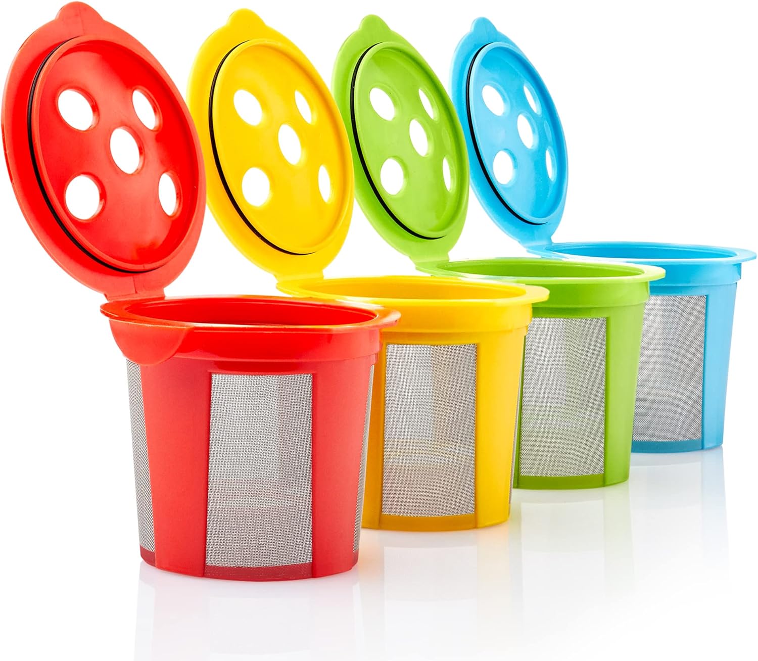 4 tazas K reutilizables para Keurig K Supreme, K Supreme Plus y K Slim con tecnología Multistream  Filtros de café Kcups recargables de 4 colores