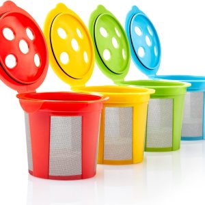 4 tazas K reutilizables para Keurig K Supreme, K Supreme Plus y K Slim con tecnología Multistream  Filtros de café Kcups recargables de 4 colores 4 tazas K reutilizables para Keurig K Supreme, K Supreme Plus y K Slim con tecnología Multistream  Filtros de café Kcups recargables de 4 colores