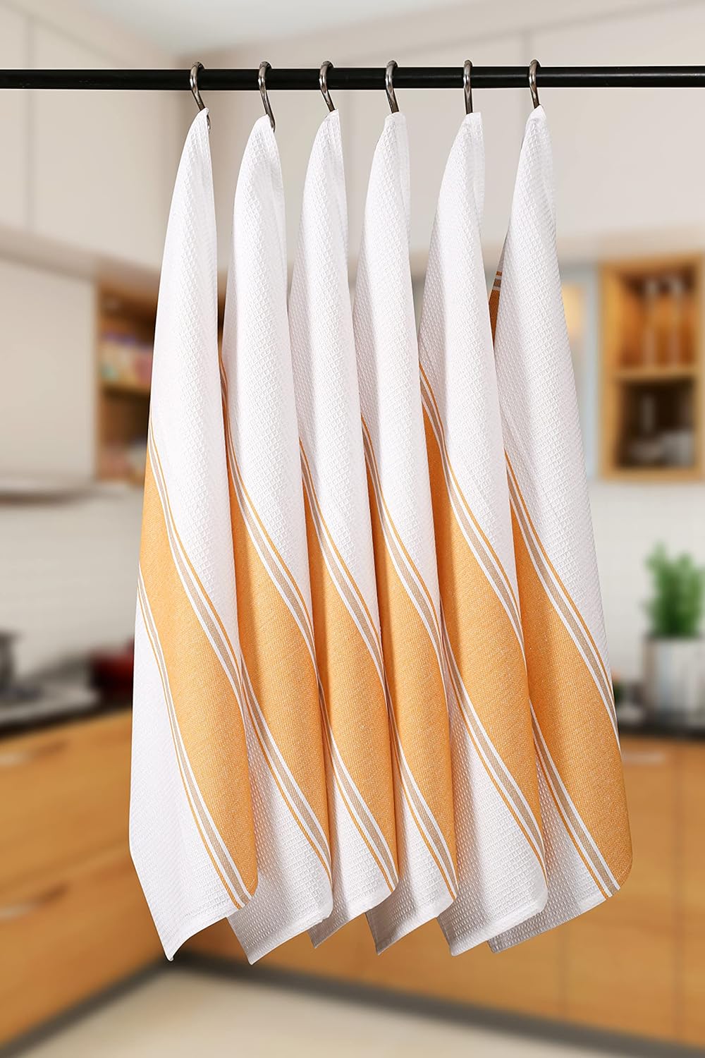 Paquete de 6 trapos de cocina vintage, rústicos, de 100% algodón, altamente absorbentes, de secado rápido, de grado profesional con lazo para