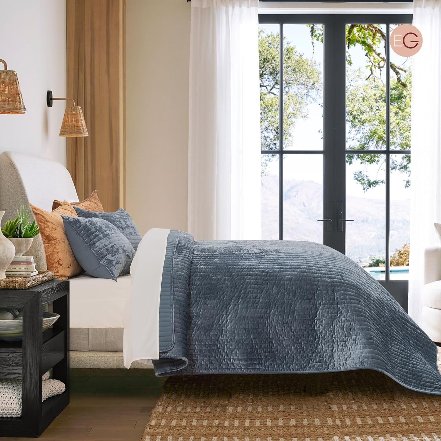 EVERGRACE Juego de edredón de terciopelo tamaño King, lujoso juego de ropa de cama suave a rayas, edredón de terciopelo ligero para todas las