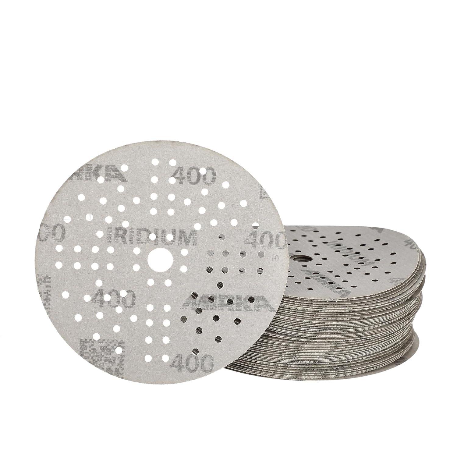 Mirka Papel de lija Iridium Premium Ø 5 pulgadas, gancho y bucle, grano 400, 50 piezaspara lijado de pintura, masilla, imprimación, madera, acero,