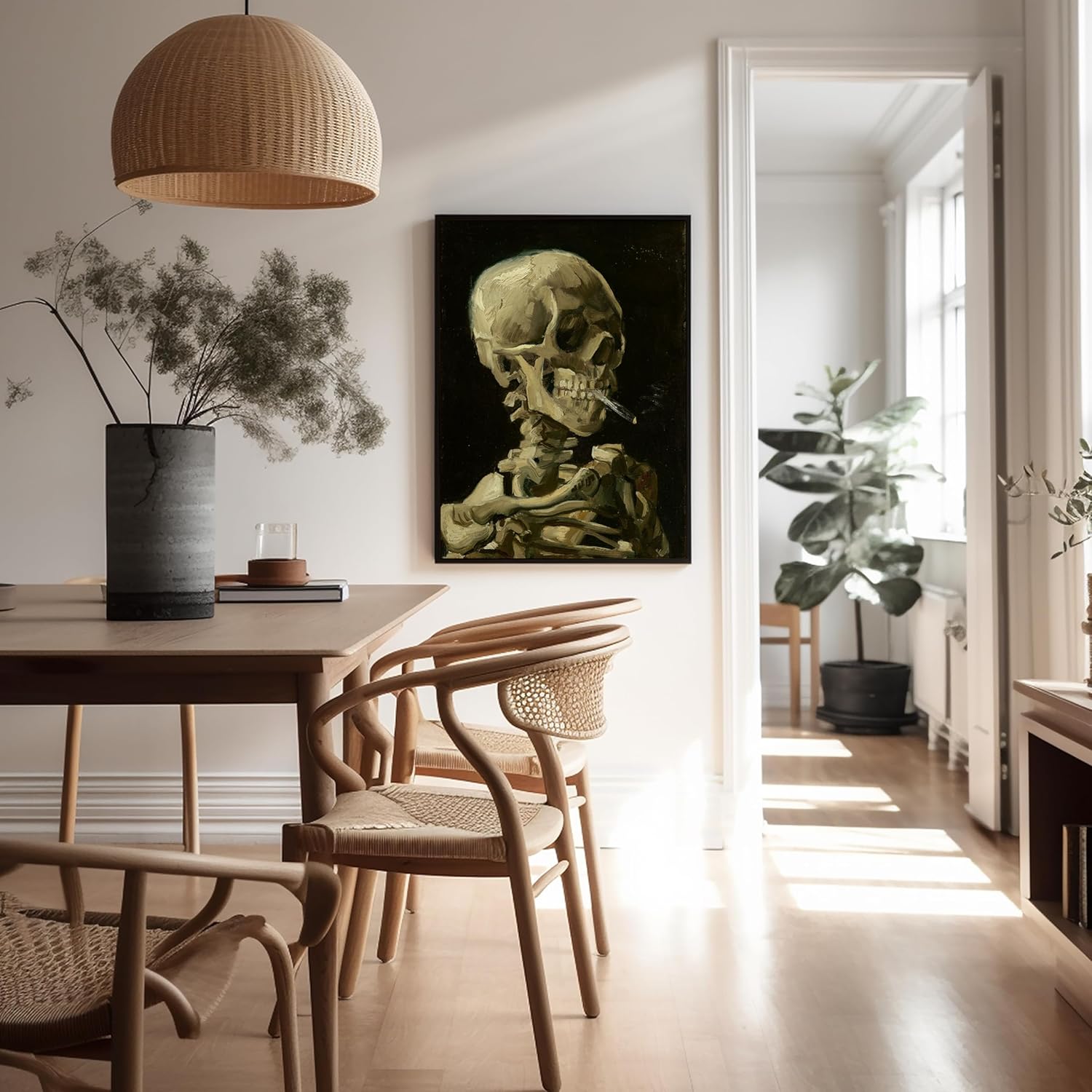 Poster Master Póster de Vincent Van Gogh, calavera de un esqueleto, arte de pared vintage sin marco de 8 x 10 pulgadas, regalo único de decoración