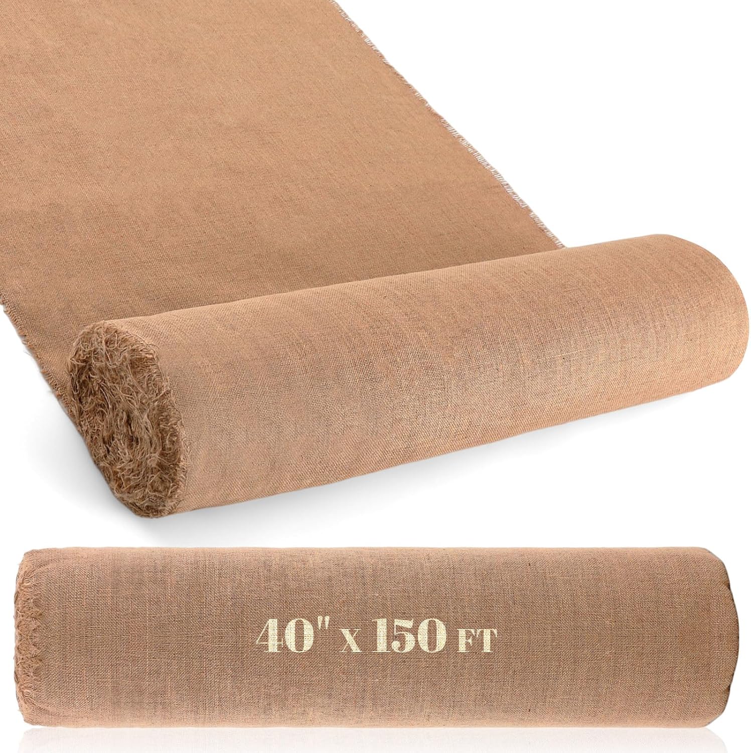 Buryeah Rollo de tela de arpillera de 40 pulgadas de ancho x 150 pies para mantel de boda, corredores, alfombras, forro de arpillera natural