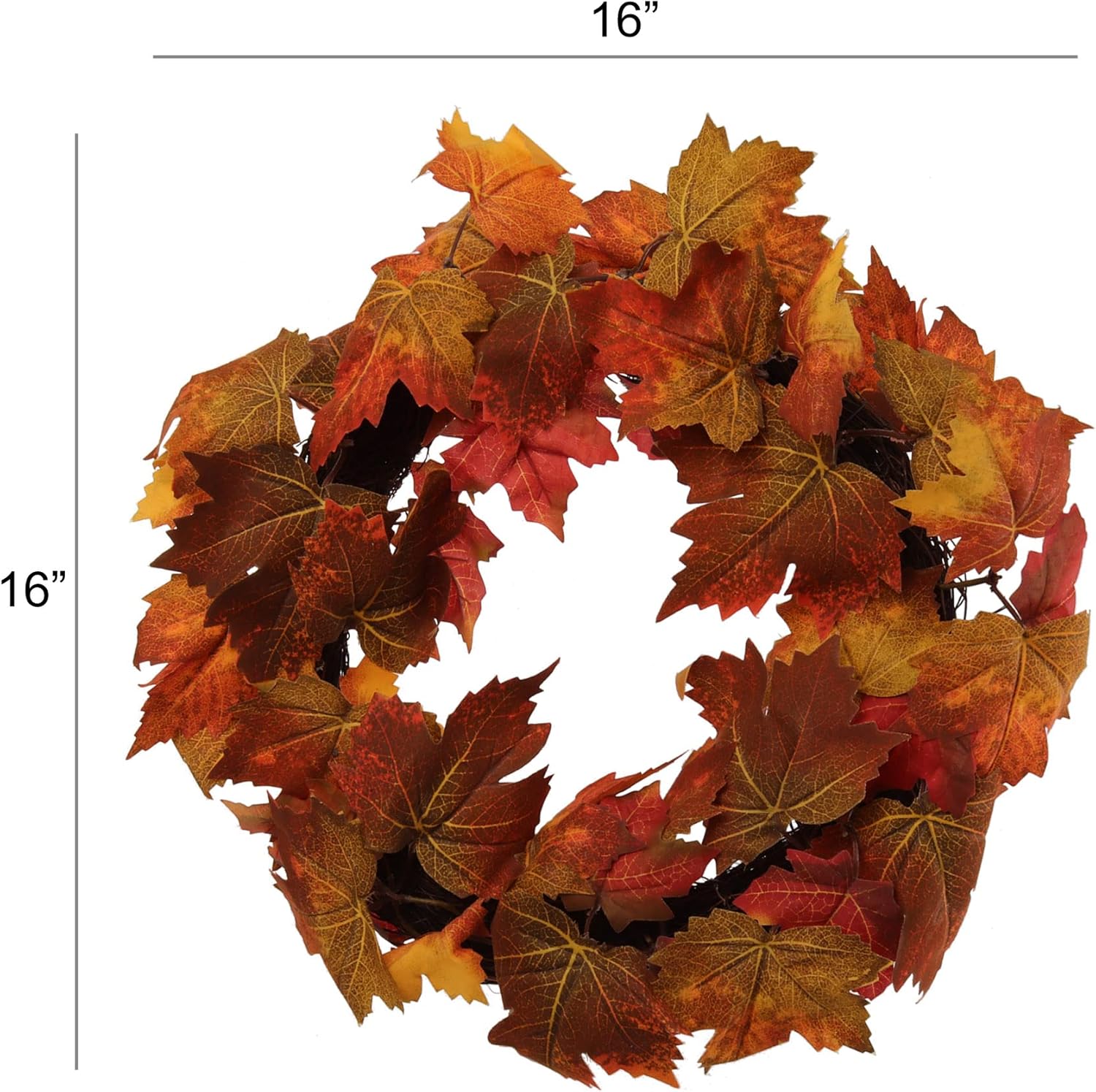 Corona de otoño hecha a mano de 16 pulgadas con hojas vibrantes multicolor y bellotas intrincadas, ideal para exhibir la puerta delantera, mejorar