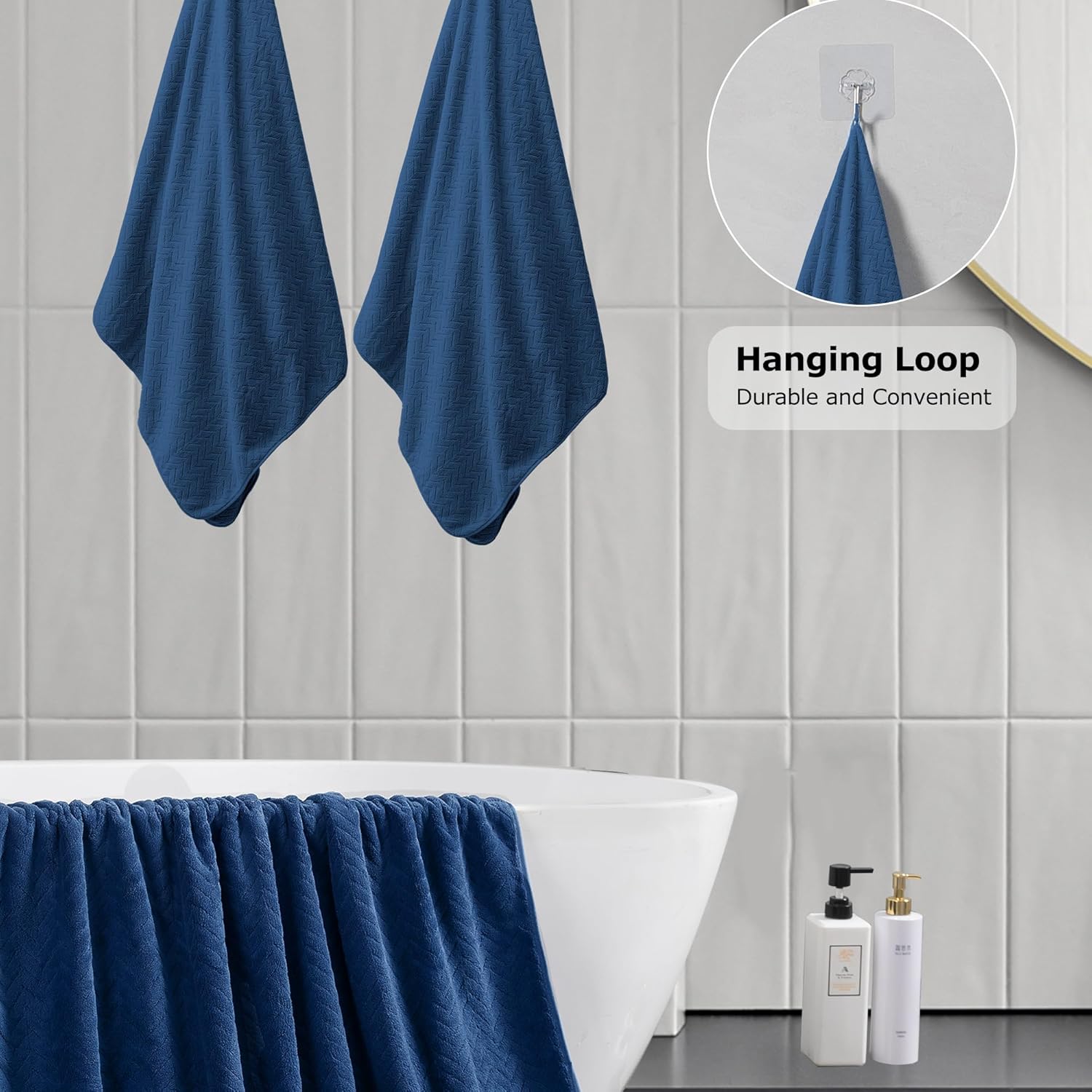 4 Piece Oversize Bathroom Towels Set, 35 x 70Inch Bath Towels Set 600 GSM Microfiber Super Soft Absorbent Extra Large Bath Towels for Hotel, Machine