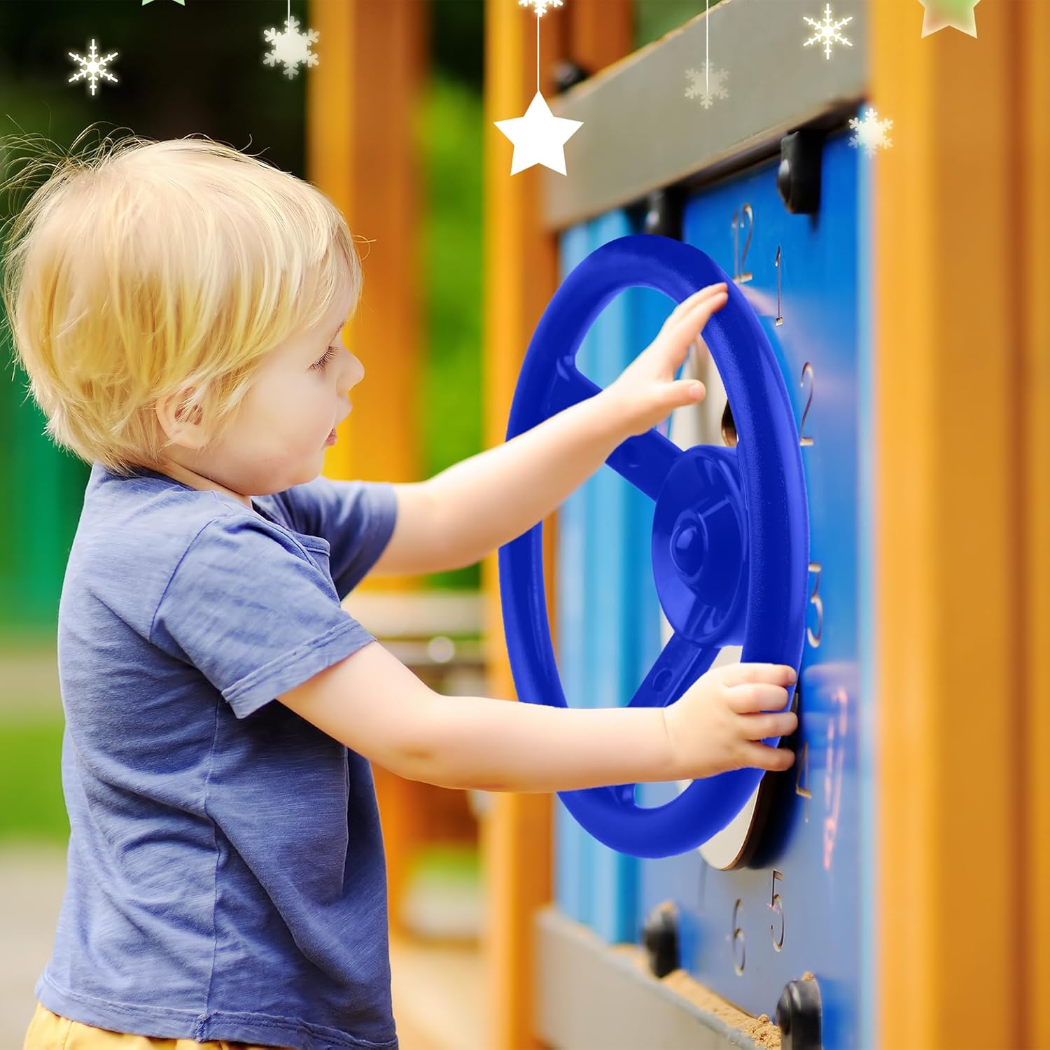 Juego de accesorios de volante de plástico para patio trasero, casa de árbol, parque infantil, gimnasio de selva (1, azul)