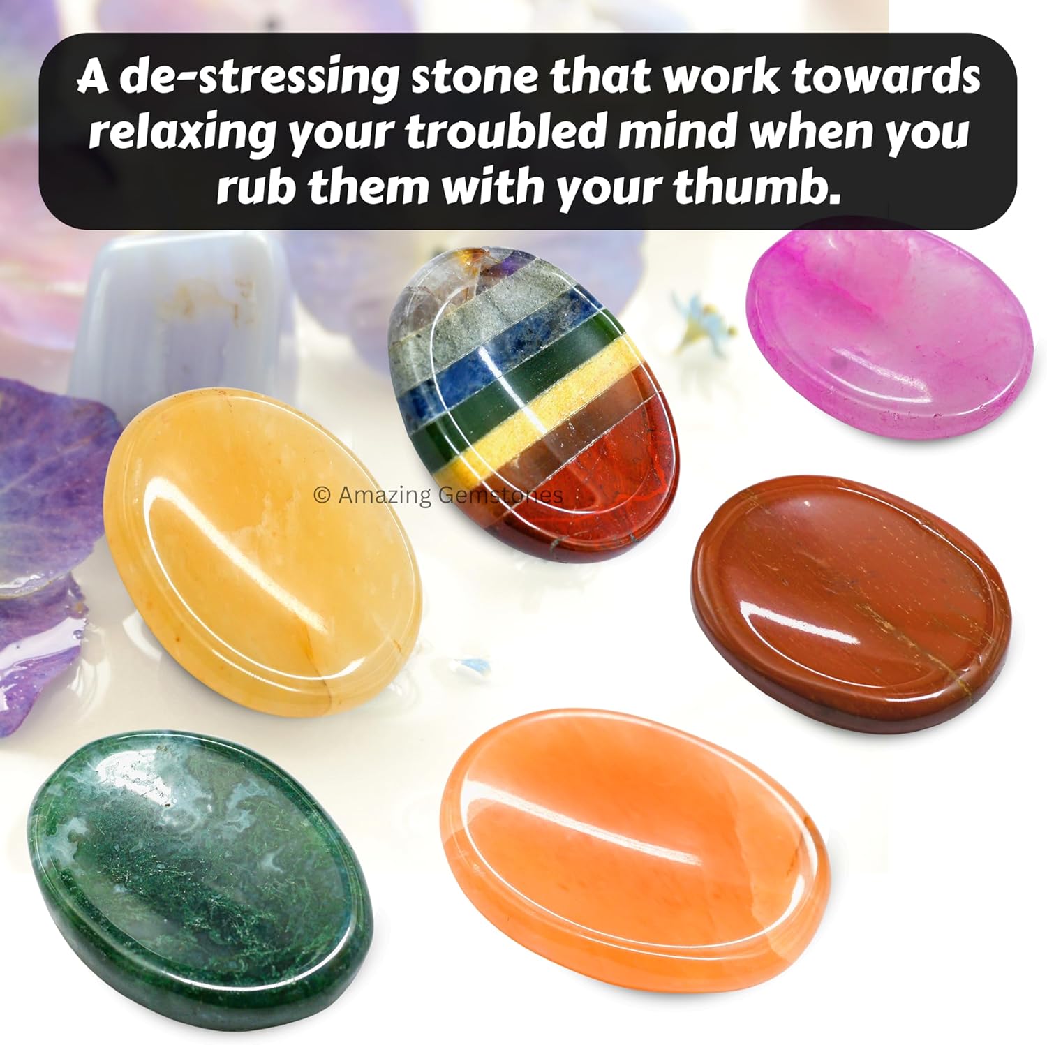 Paquete de 11 piedras de preocupación a granel  Piedras curativas de cristales a granel de primera calidad para ansiedad, estrés, meditación de