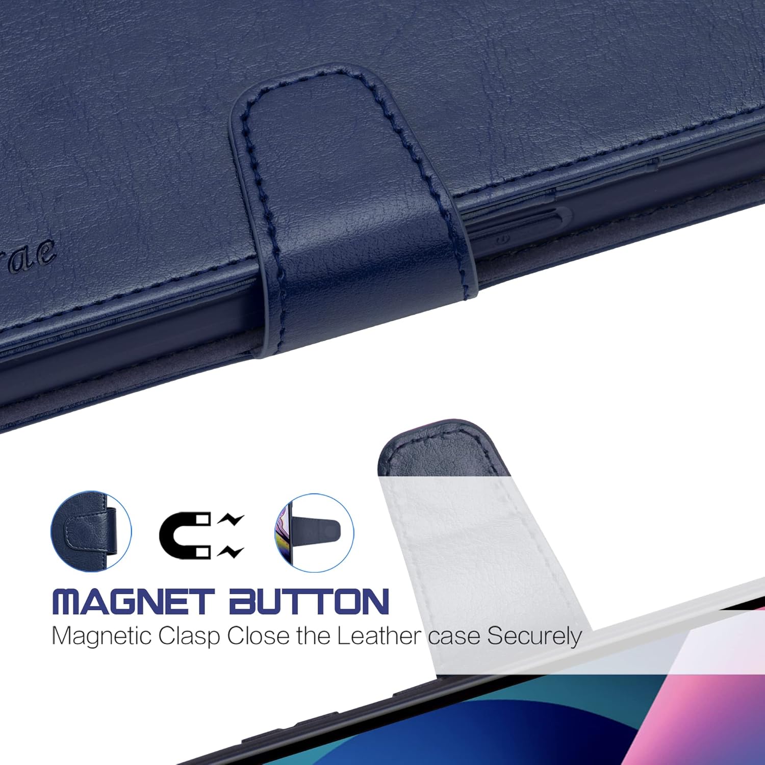 Arae Funda compatible con iPhone 13 con tarjetero y correa para la muñeca para iPhone 13 de 6.1 pulgadas, color azul