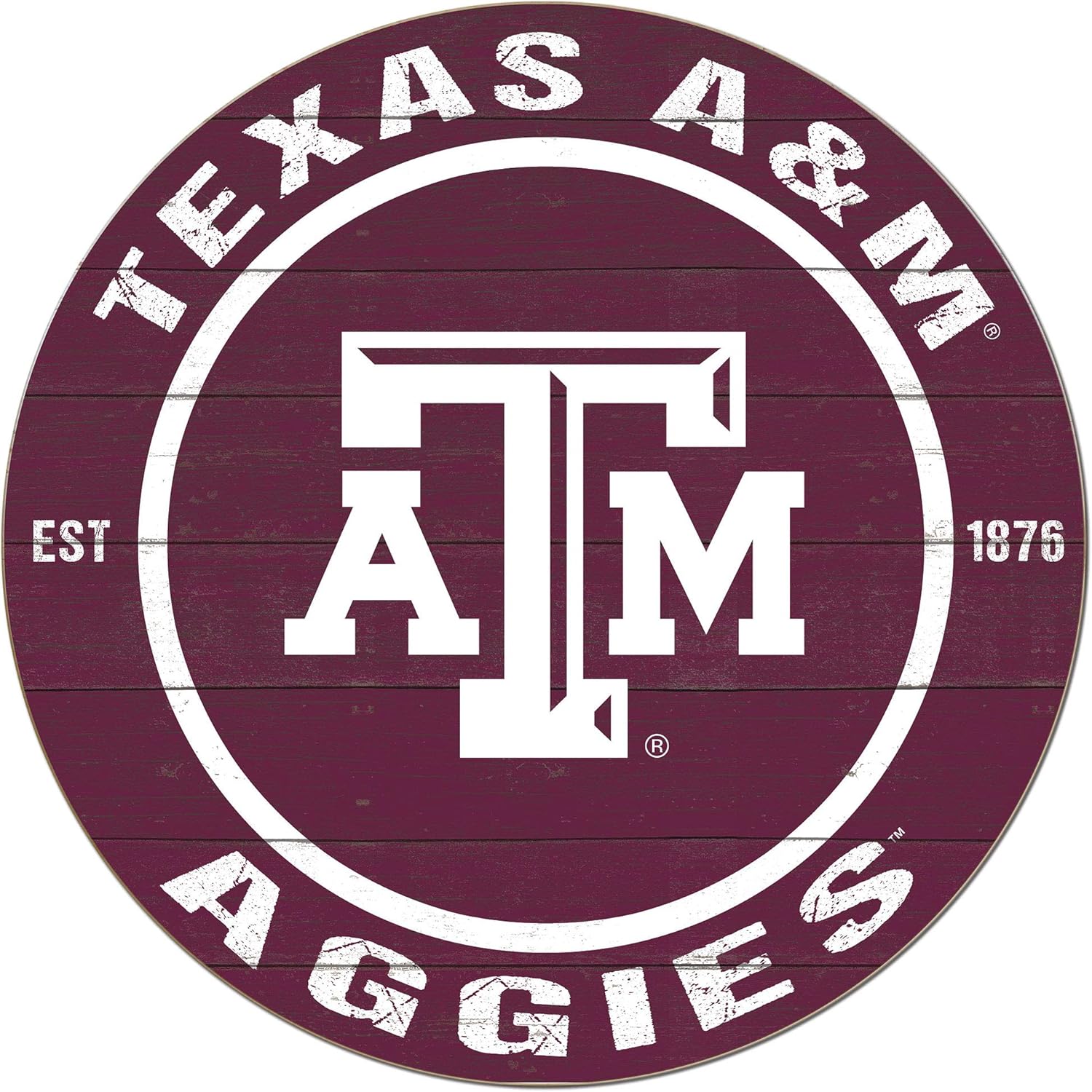 Texas A&M Aggies 1032104469 – Letrero circular desgastado de 20 x 20 pulgadas, color del equipo, 1032104469