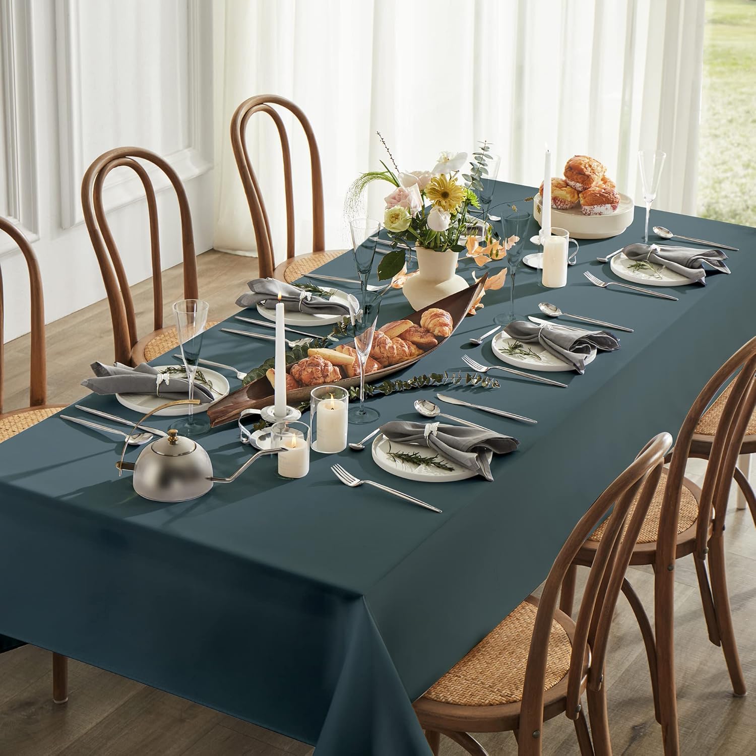 MYSKY HOME Mantel rectangular de poliéster lavable de 70 x 108 pulgadas, para mesa de bufé, fiestas, cenas de vacaciones, bodas