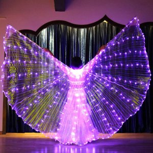 Alas LED Isis – Alas de danza del vientre con palos, alas de mariposa LED resplandecientes para danza de ángel Alas LED Isis – Alas de danza del vientre con palos, alas de mariposa LED resplandecientes para danza de ángel