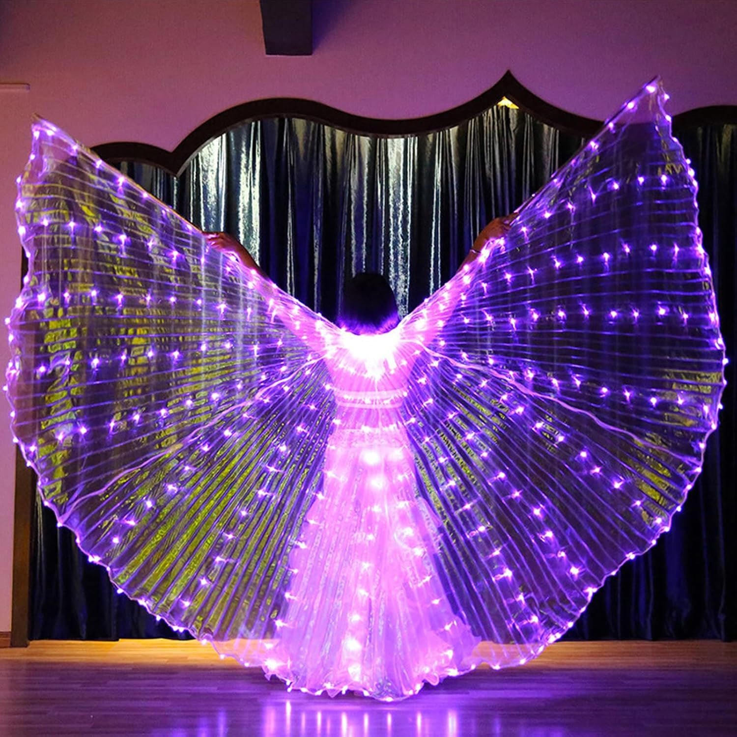 Alas LED Isis – Alas de danza del vientre con palos, alas de mariposa LED resplandecientes para danza de ángel