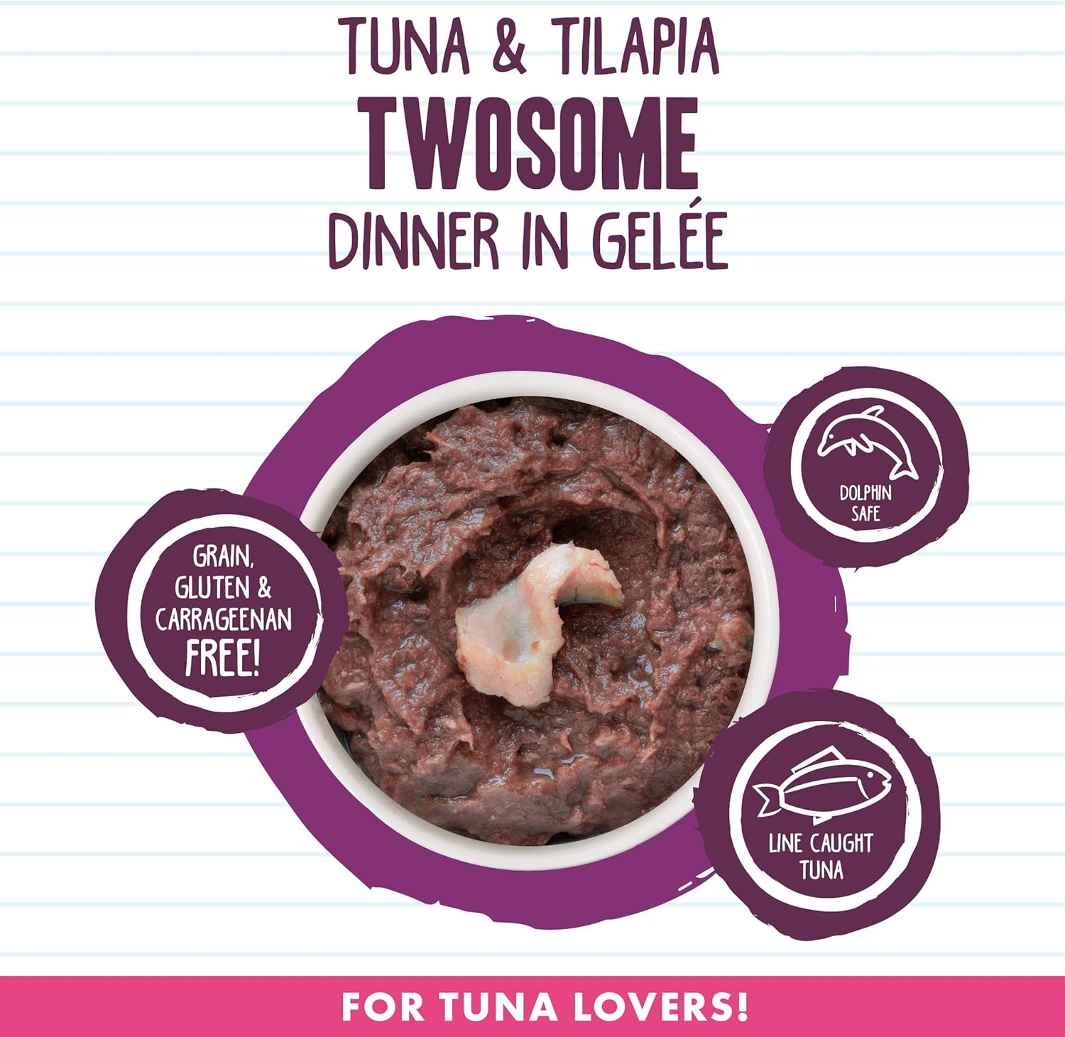 Weruva Best Feline Friend (B.F.F.) Twosome de atún y tilapia con atún y tilapia en gelée para gatos, lata de 5.5 onzas (paquete de 24)