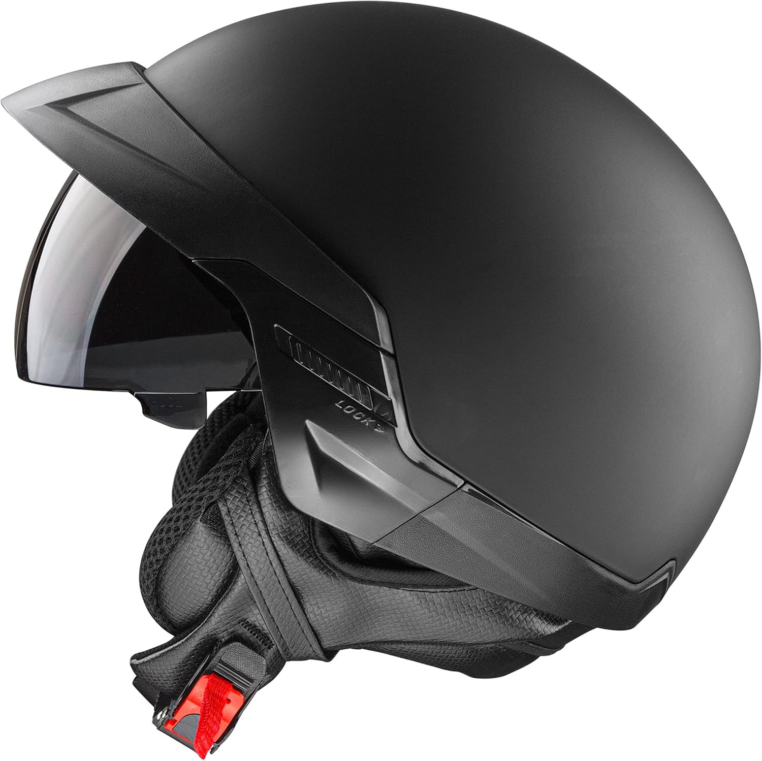 Cartman Casco abierto para motocicleta con visera solar hebilla de liberación rápida, aprobado por DOT, XL