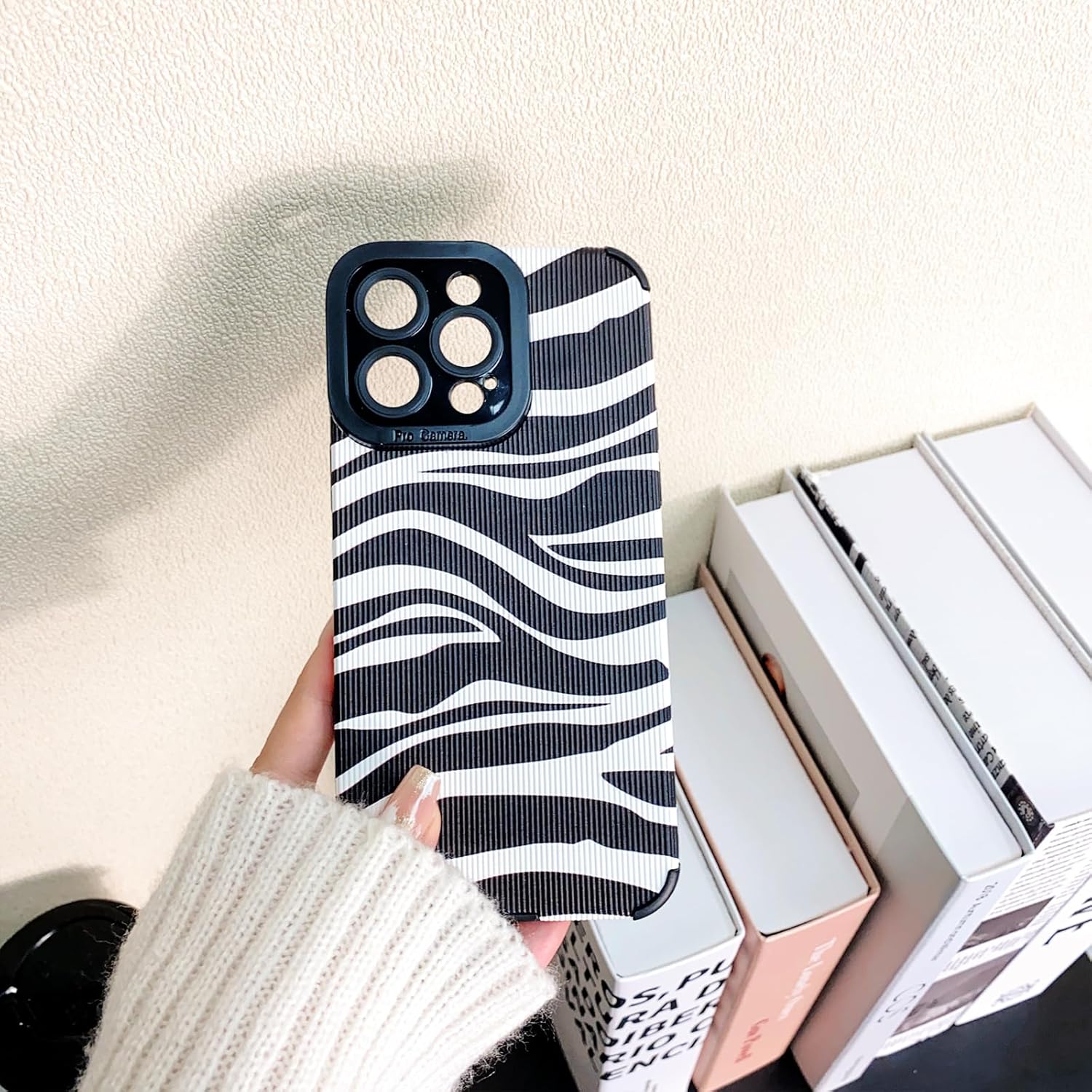 Funda compatible con iPhone 13 Pro Max a la moda, simple, lindo patrón de ondas de rayas de cebra para niñas y mujeres, TPU suave a prueba de