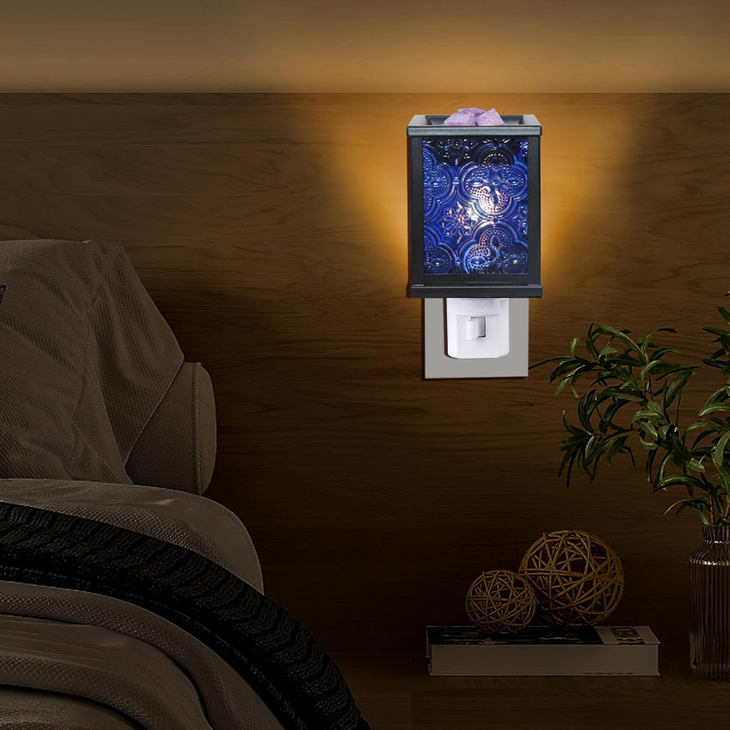CVHOMEDECO. Calentador eléctrico marroquí de cera derretida, calentador de velas decorativo para velas perfumadas, cera derretida, tartas y aceites