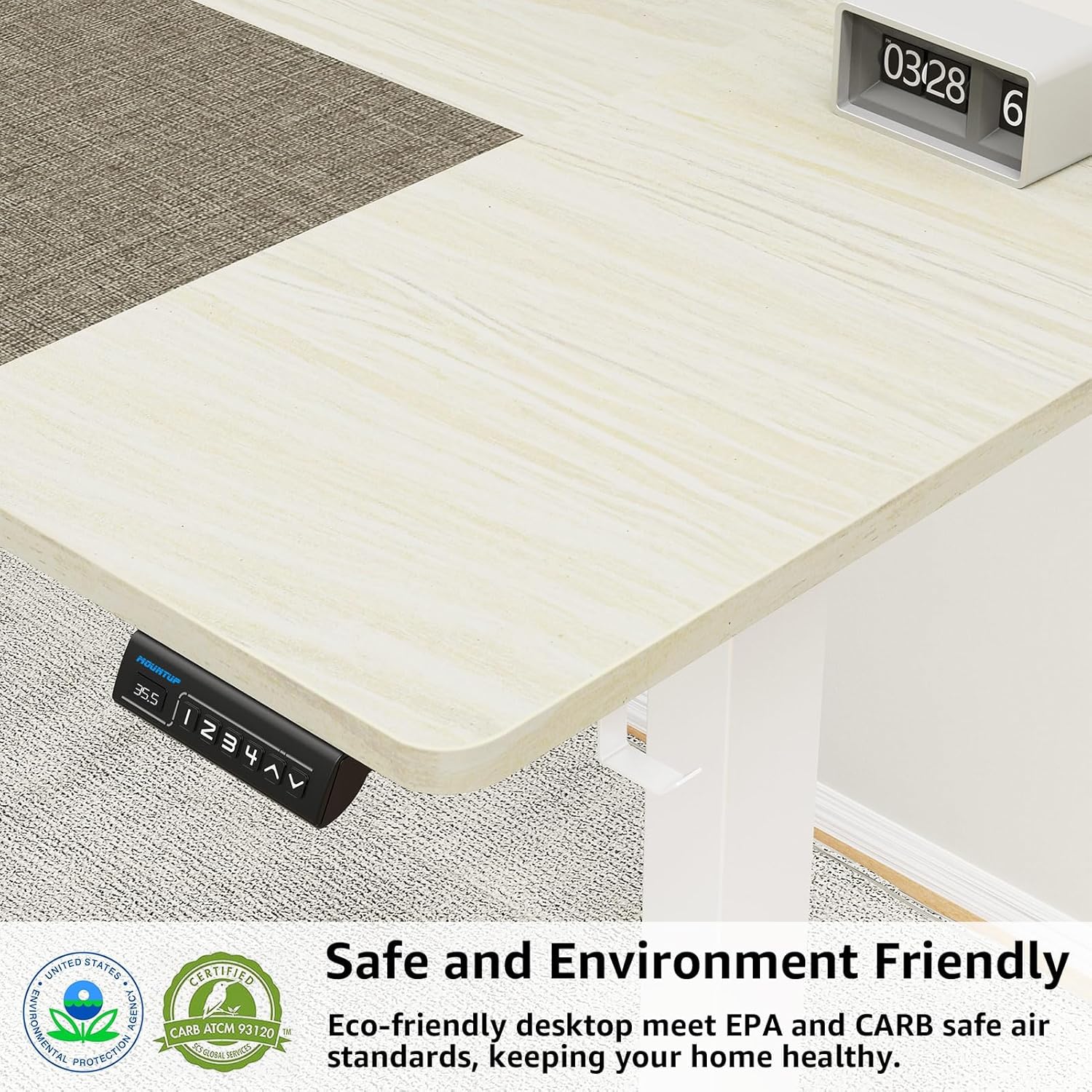 MOUNTUP Escritorio eléctrico de pie ajustable de altura de 55 x 28 pulgadas, escritorio de pie con controlador de memoria, escritorio ergonómico