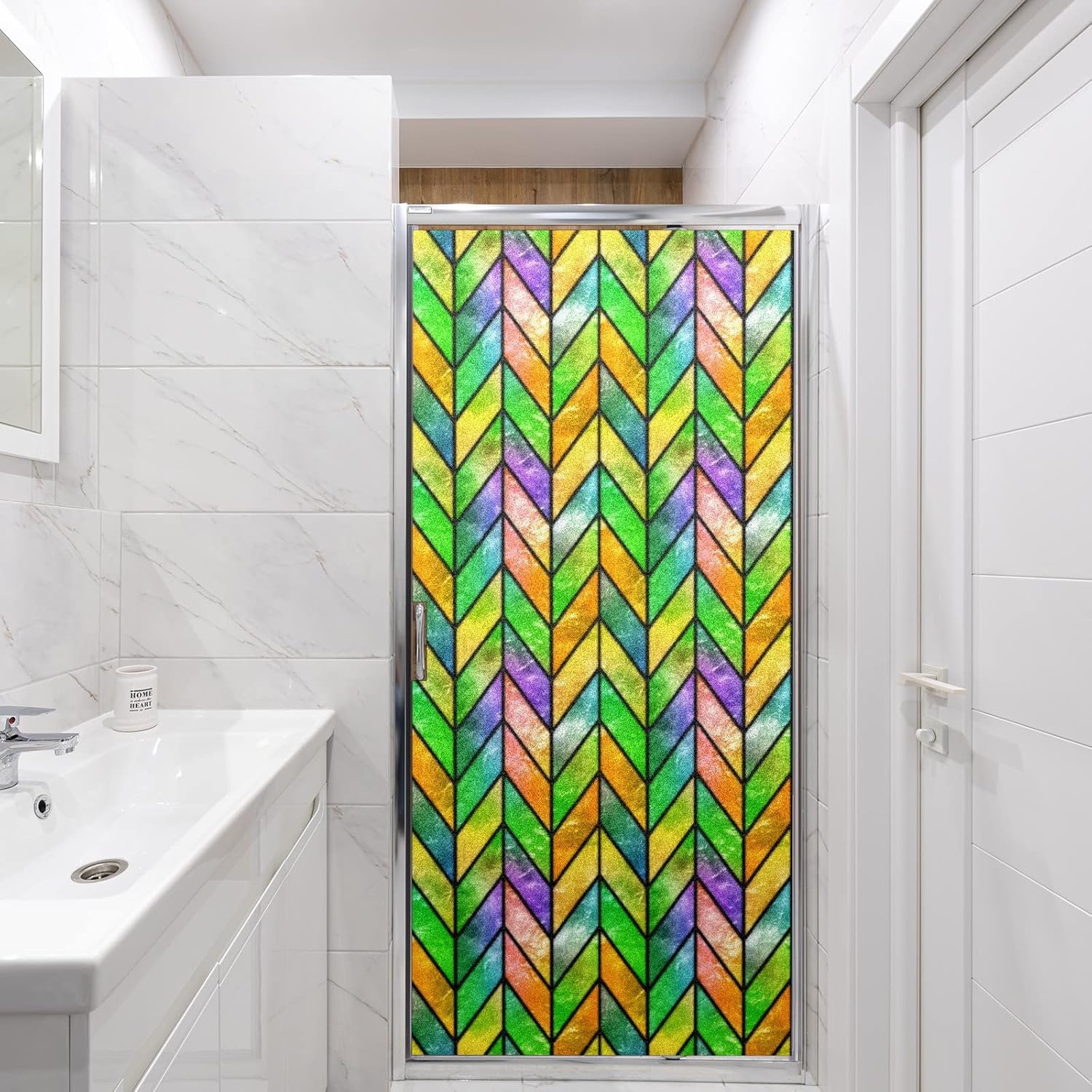 Película de privacidad para ventana de vidrio arcoíris, película de ventana de vidrio manchado, película de privacidad para ventana, película de