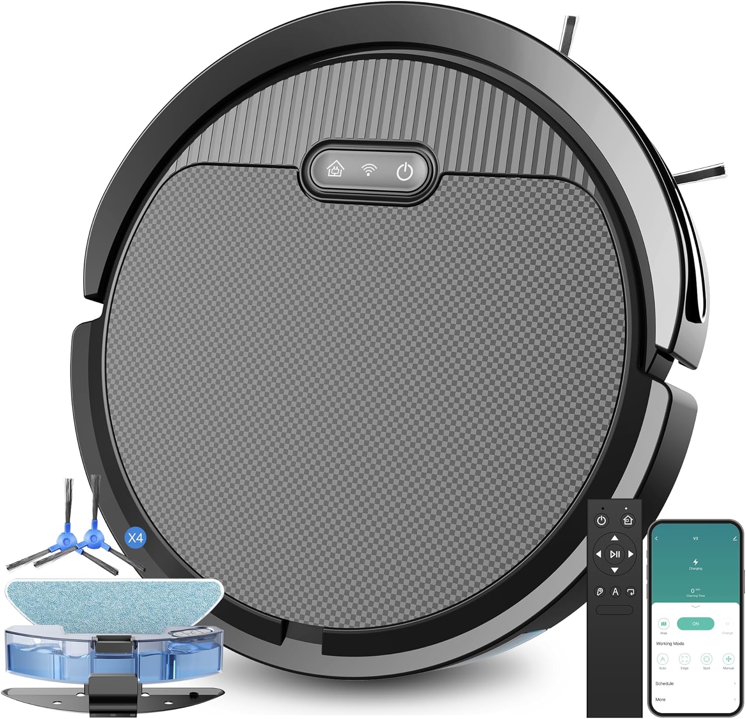 Robot aspirador y trapeador, 5000 Pa Robot Vaccum, WiFiBluetoothAlexaAppControl remoto, Aspiradora robótica con control de voz, autocarga, ideal